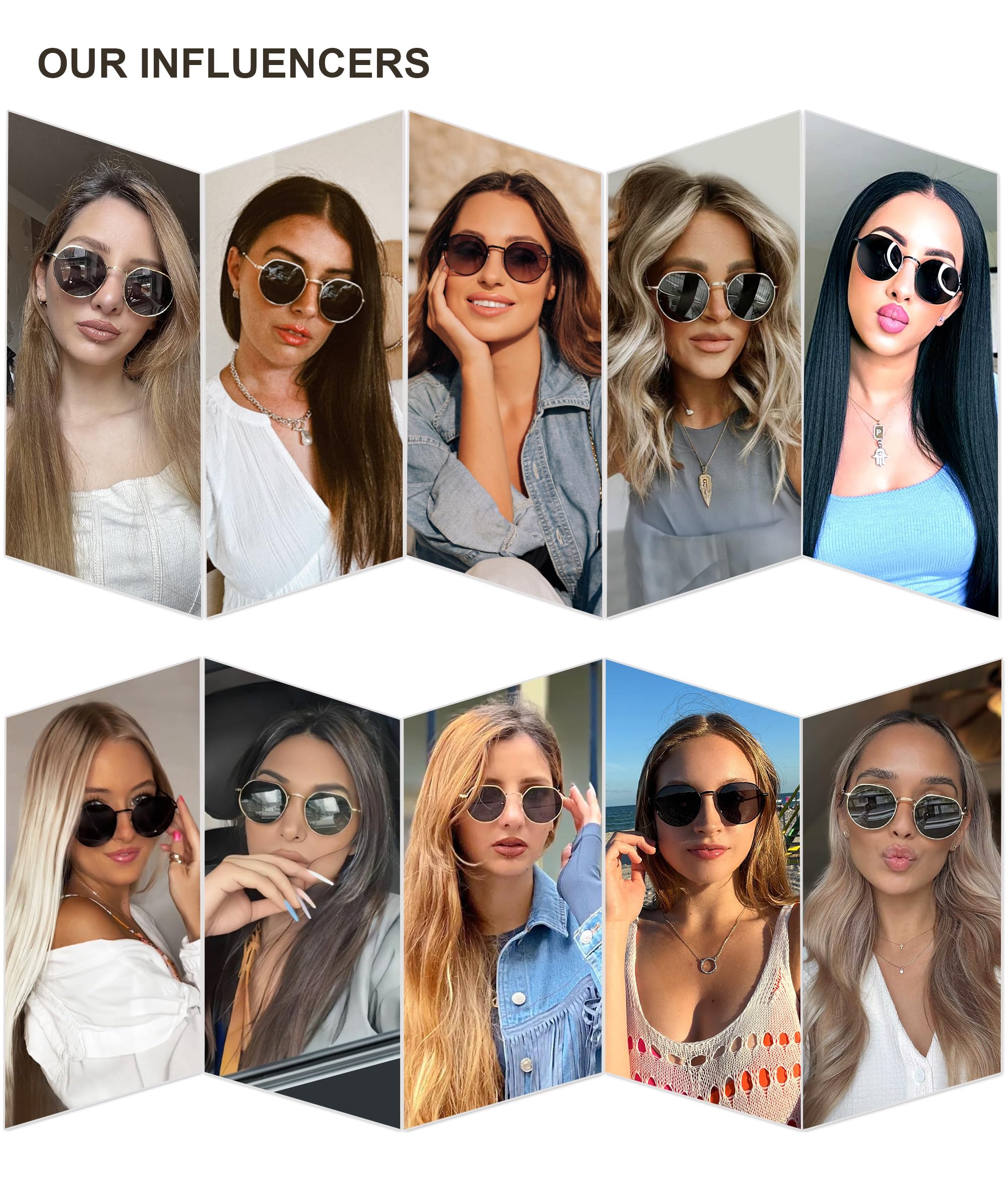 SOJOS Round Polygon Polarized Sunglasses for Women Men Retro Classic Vintage Panto Octagonal Shades SJ1157 - Image 3