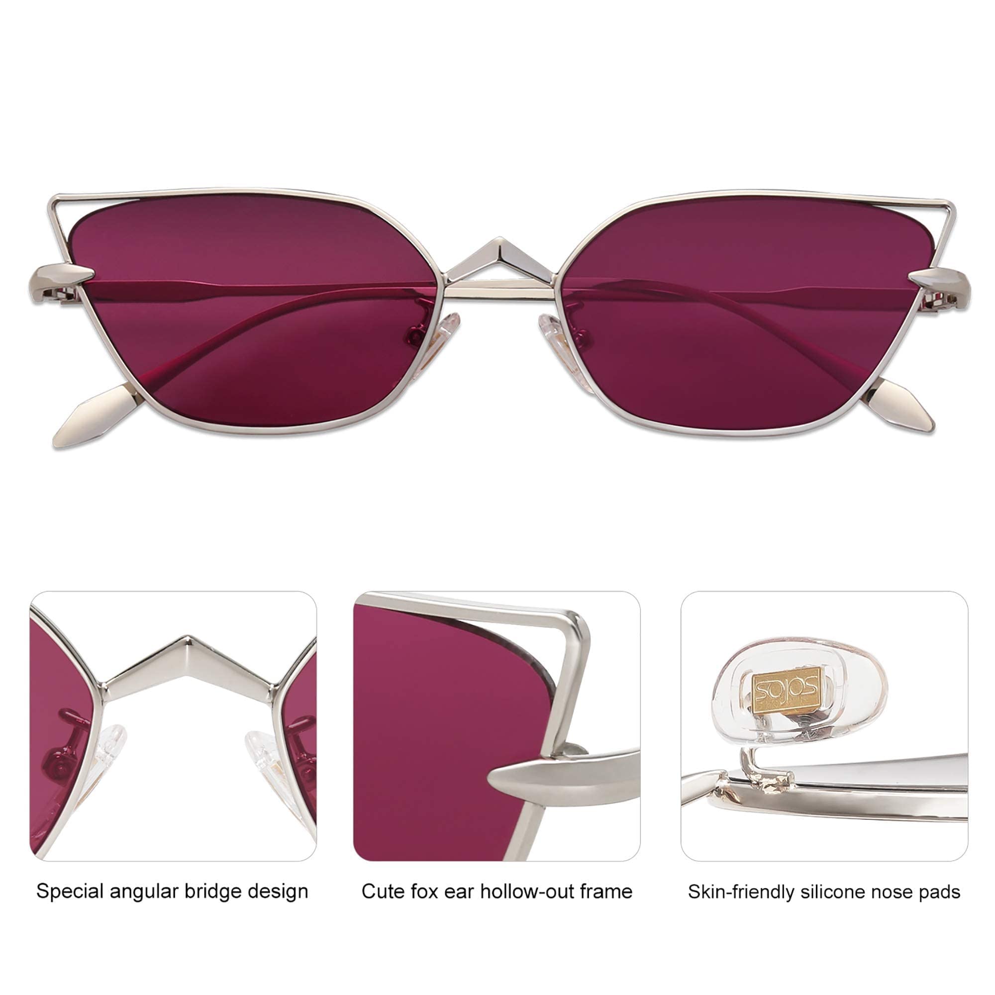 SOJOS Small Cateye Sunglasses Fashion Narrow Fun Designer Sun Glasses SJ1127A - Image 3