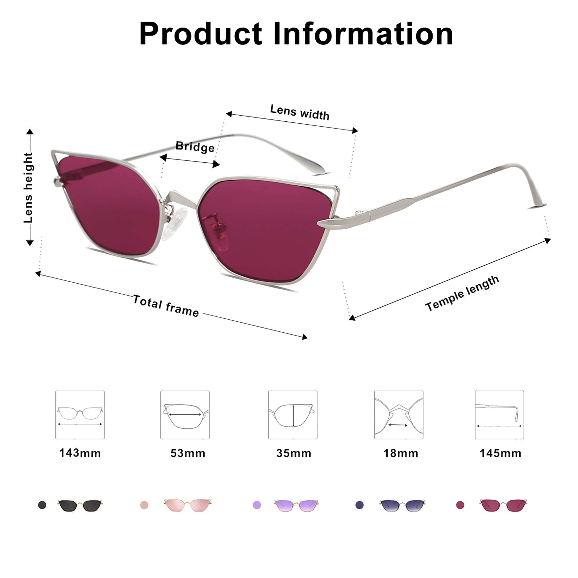 SOJOS Small Cateye Sunglasses Fashion Narrow Fun Designer Sun Glasses SJ1127A - Image 4