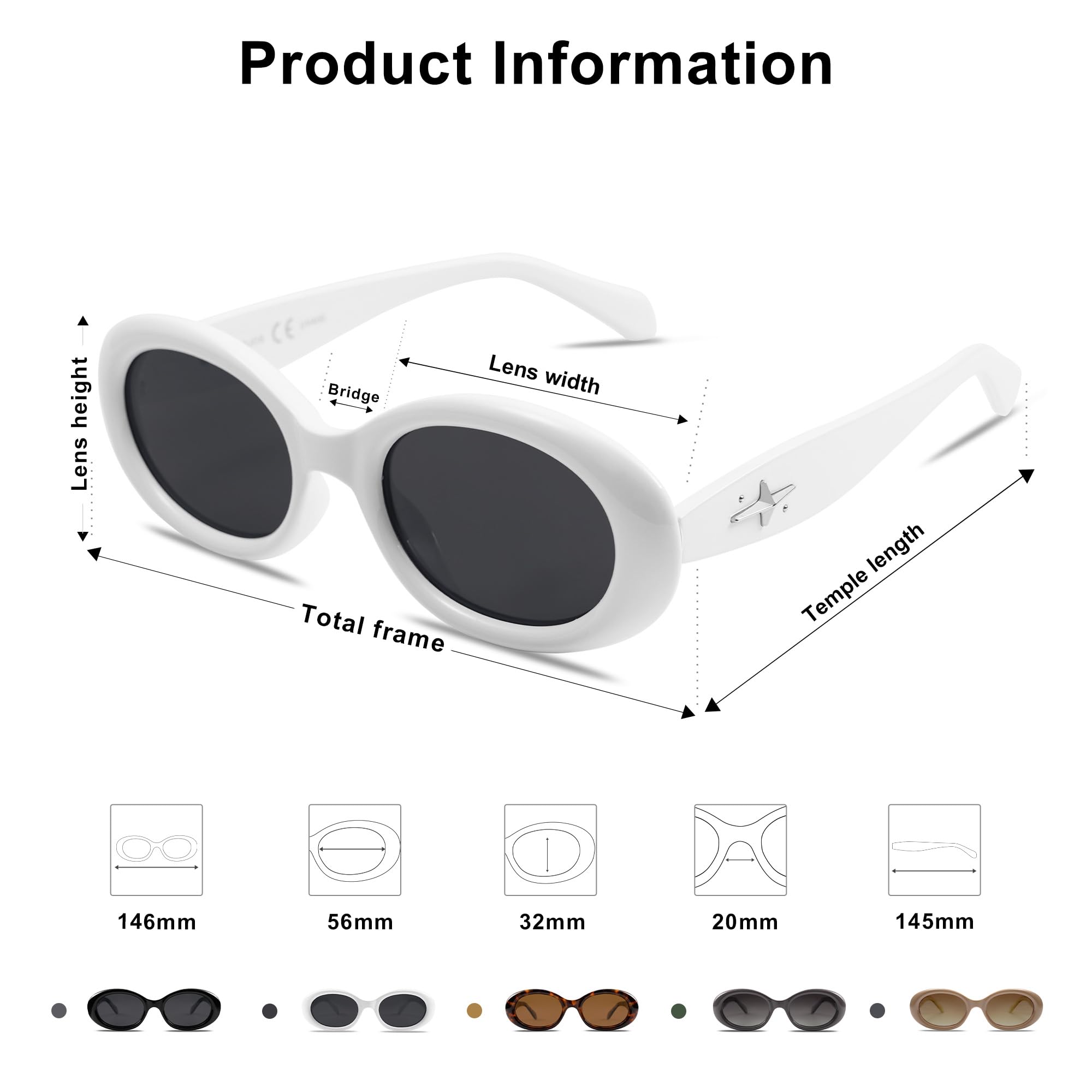 SOJOS Small Retro Oval Polarized Sunglasses for Women Men 90s Vintage UV400 Protection Tiny Sun Glasses SJ2286 - Image 5