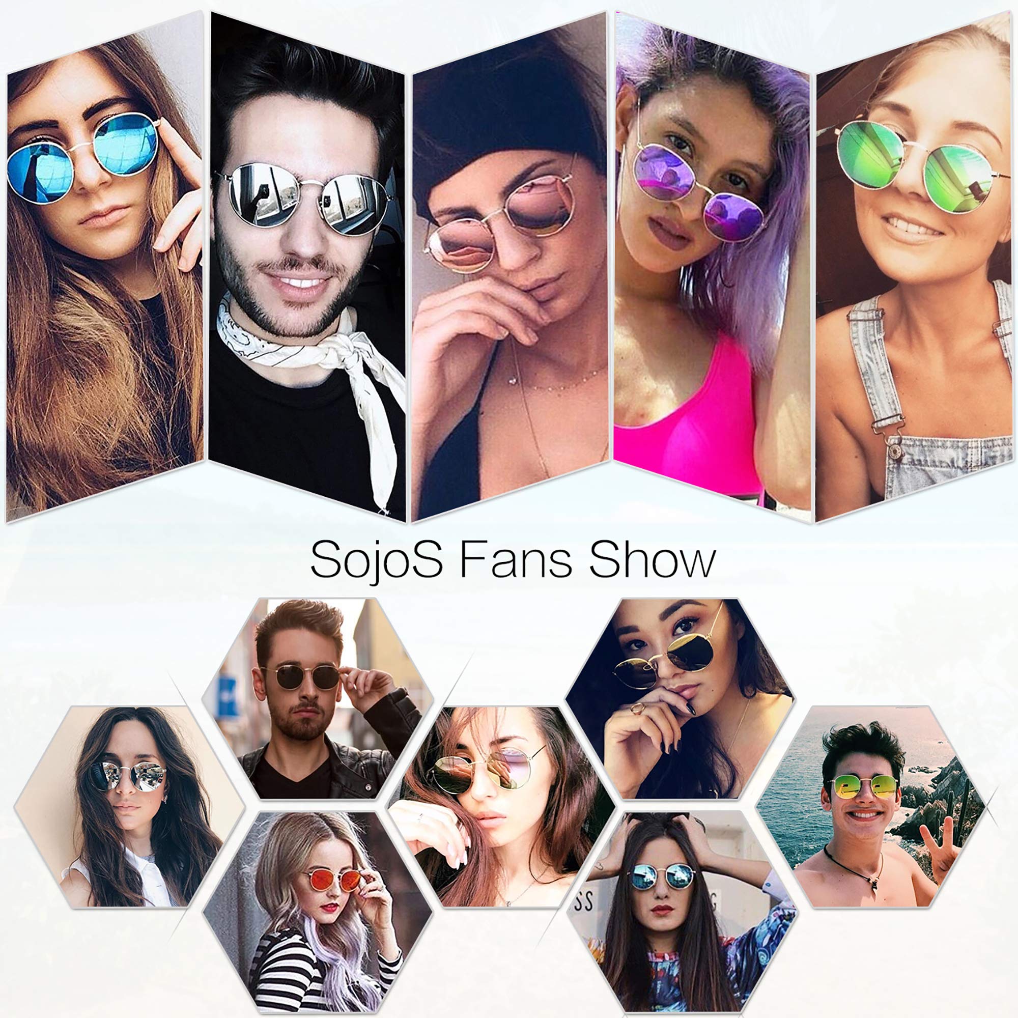 SOJOS Small Round Polarized Sunglasses for Women Men Classic Vintage Retro Shades UV400 SJ1014 - Image 4