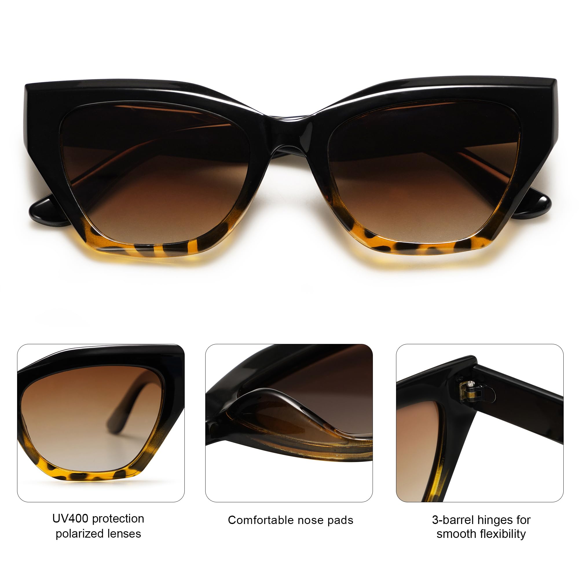 SOJOS Square Cat Eye Polarized Sunglasses for Women Retro Classic Vintage Trendy Cateye Shades Sunnies Gafas de sole SJ2235 - Image 4