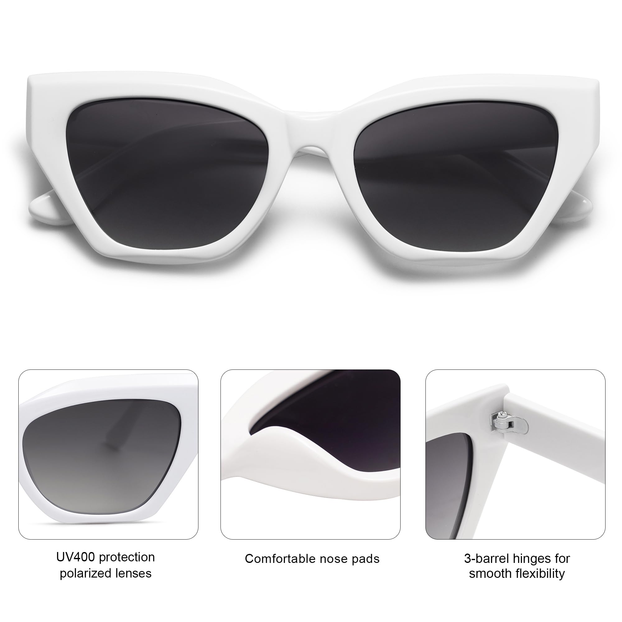 SOJOS Square Cat Eye Polarized Sunglasses for Women Retro Classic Vintage Trendy Cateye Shades Sunnies Gafas de sole SJ2235 - Image 4