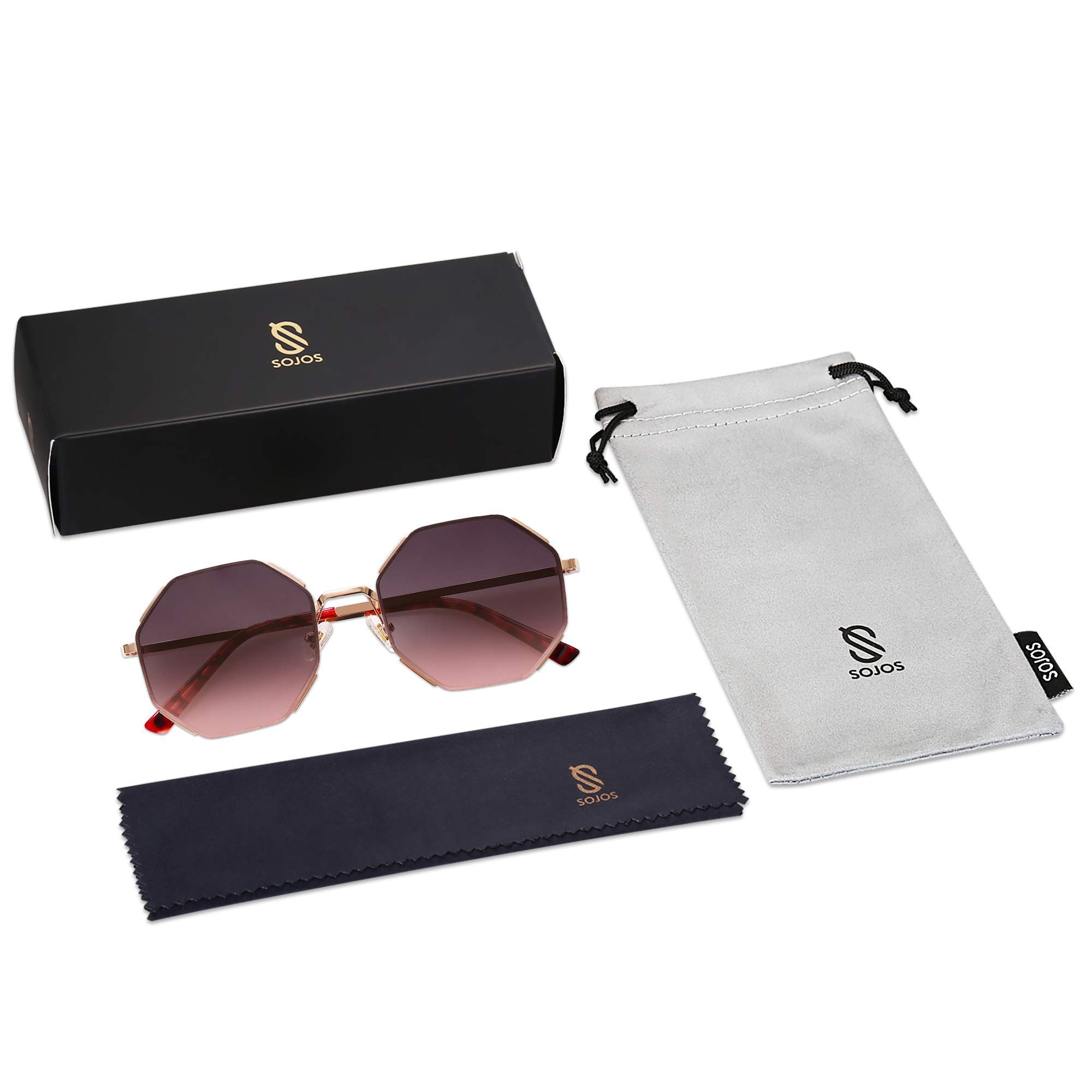 SOJOS Sunglasses for Women Men Classic Retro Polygon Shades UV400 - Image 6