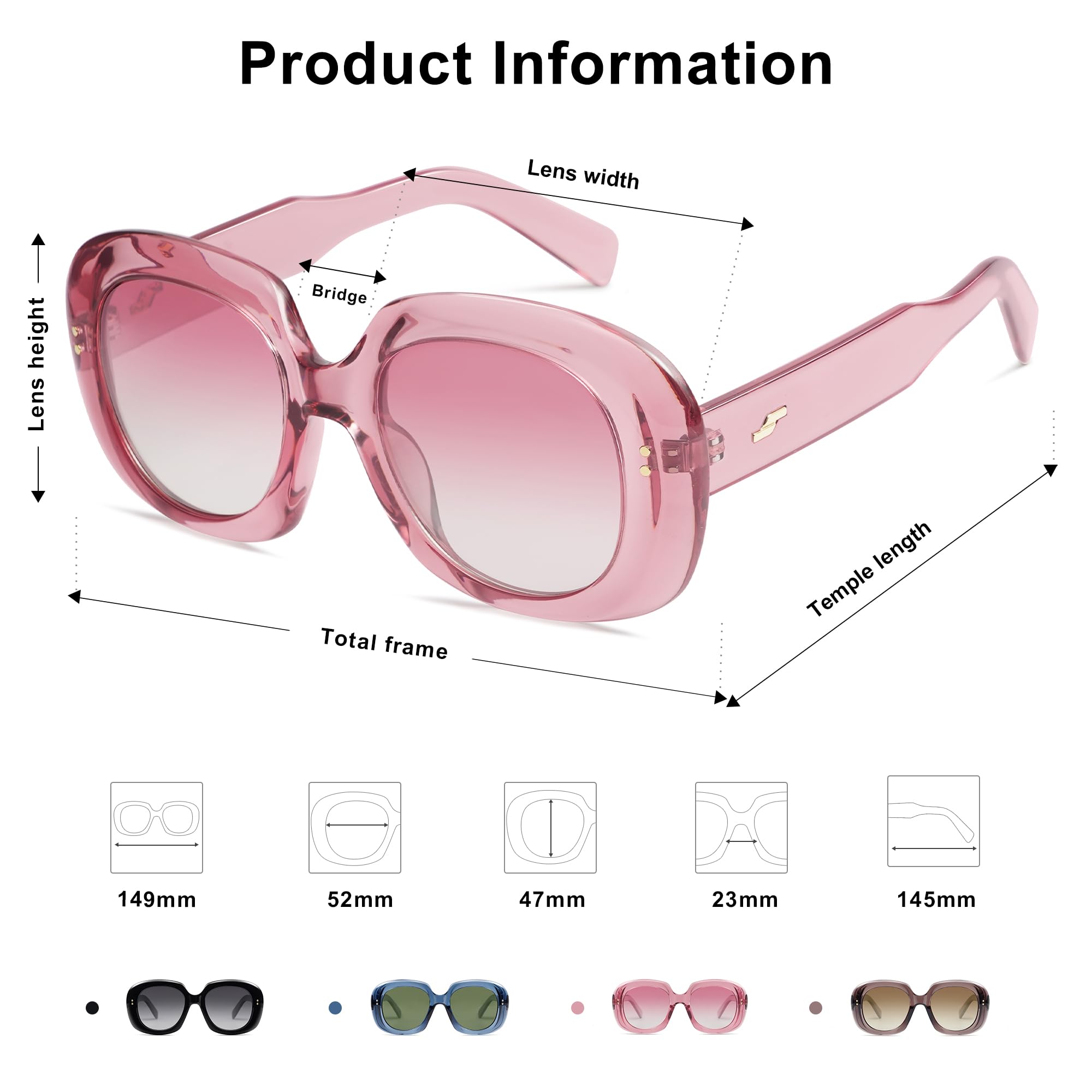 SOJOS Sunglasses for Women & Men, Round, Thick, Polarized Lens, Trendy, Oversized Shades SJ2317 - Image 3