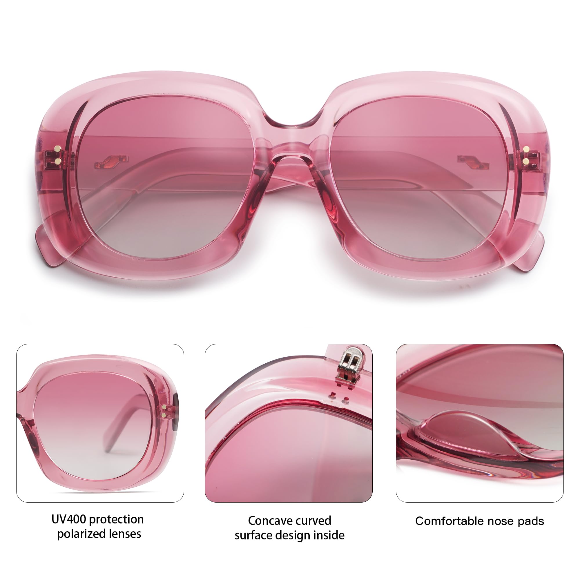 SOJOS Sunglasses for Women & Men, Round, Thick, Polarized Lens, Trendy, Oversized Shades SJ2317 - Image 4