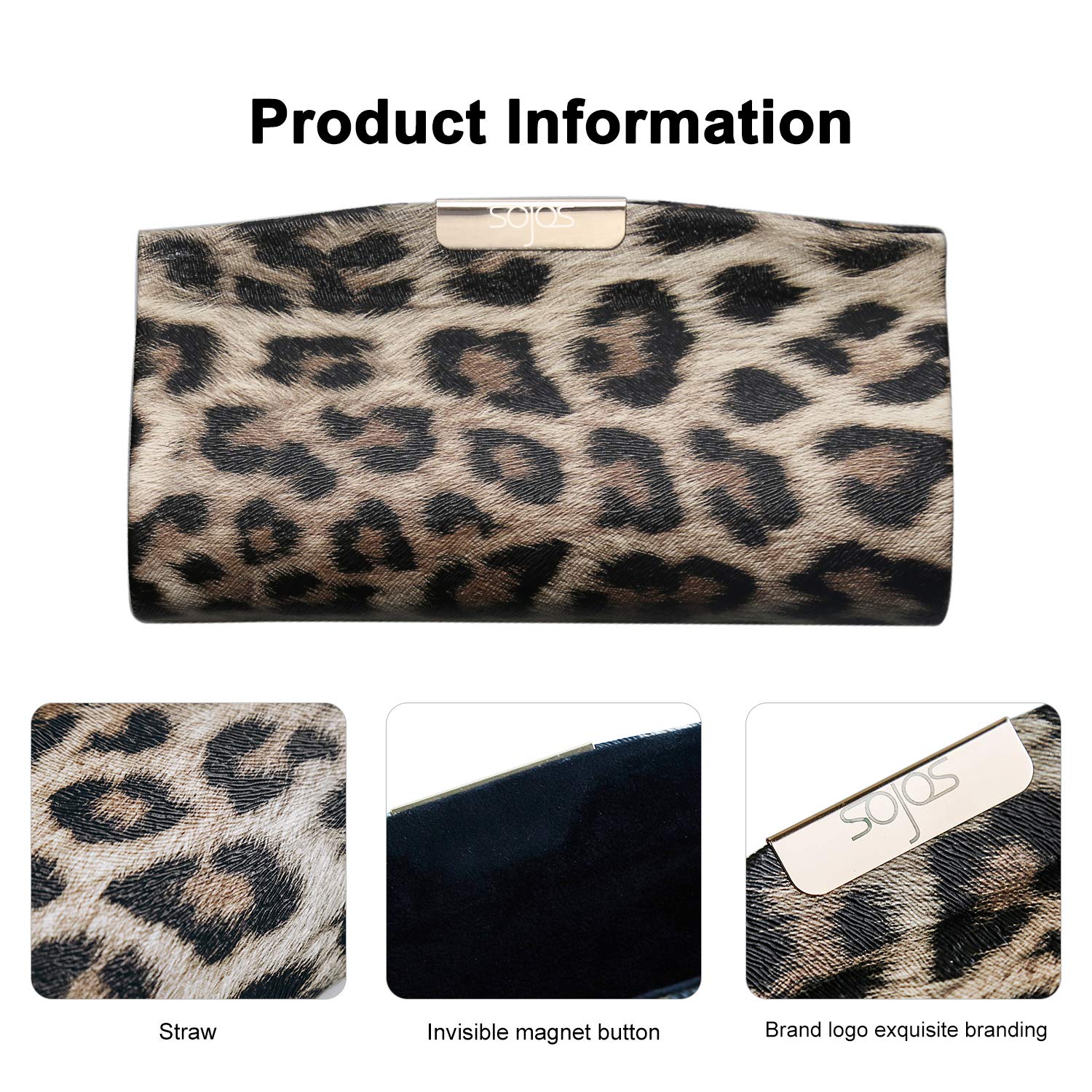 SOJOS Sunglasses Goggles Case Hard Shell Eyewear Glasses Case Leopard Print PU Bag - Image 3