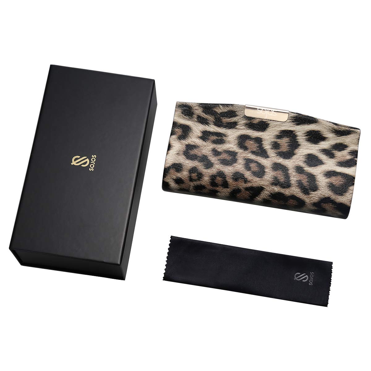 SOJOS Sunglasses Goggles Case Hard Shell Eyewear Glasses Case Leopard Print PU Bag - Image 4