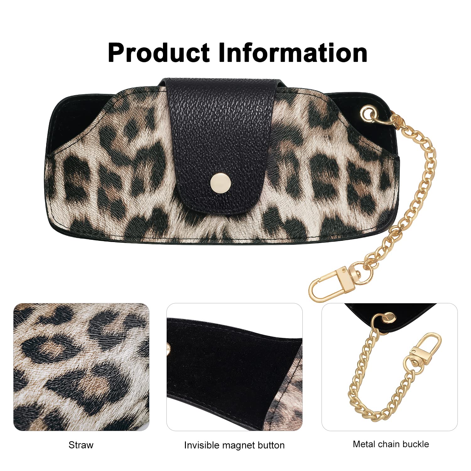 SOJOS Sunglasses Goggles Case Hard Shell Eyewear Glasses Case Leopard Print PU Bag - Image 3