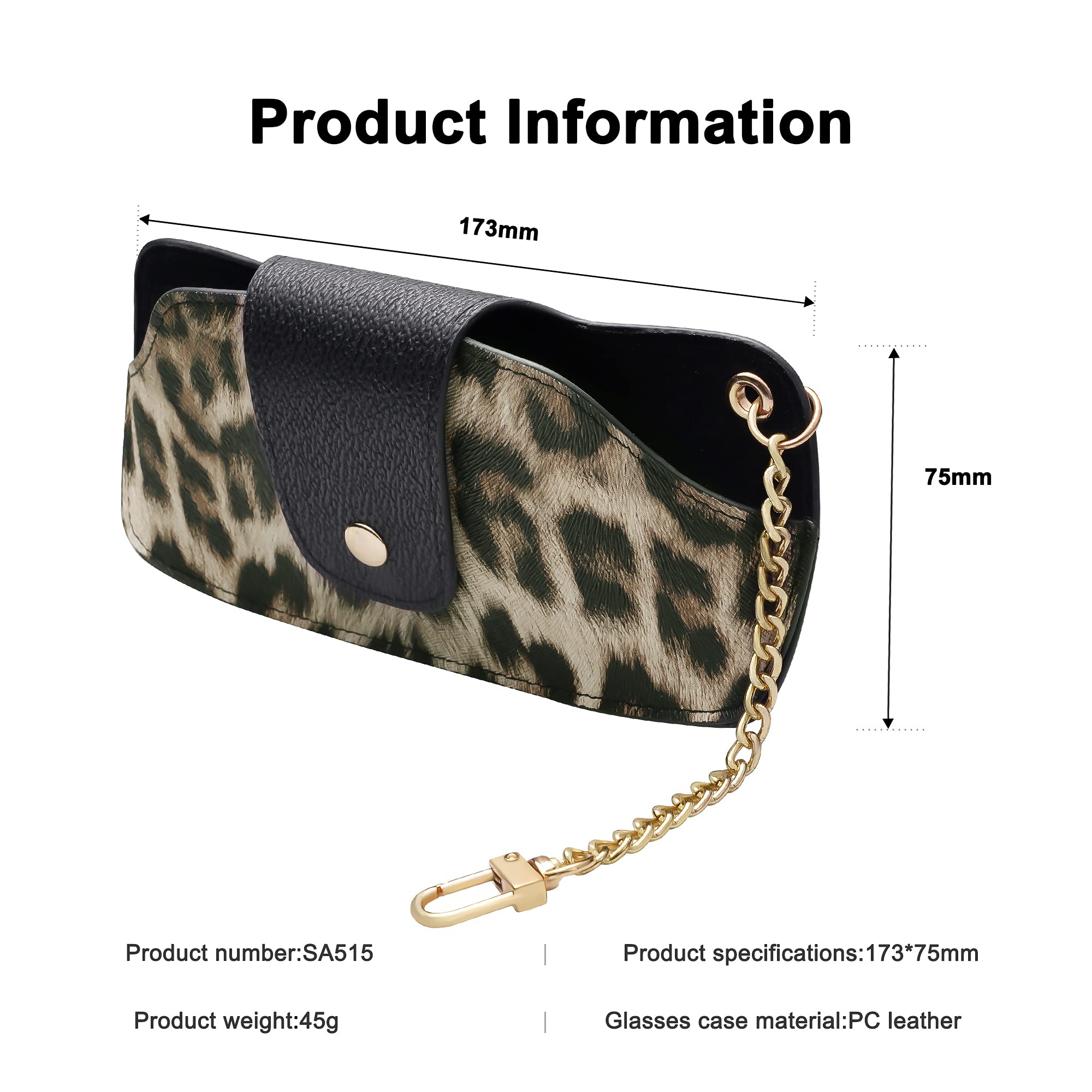 SOJOS Sunglasses Goggles Case Hard Shell Eyewear Glasses Case Leopard Print PU Bag - Image 4