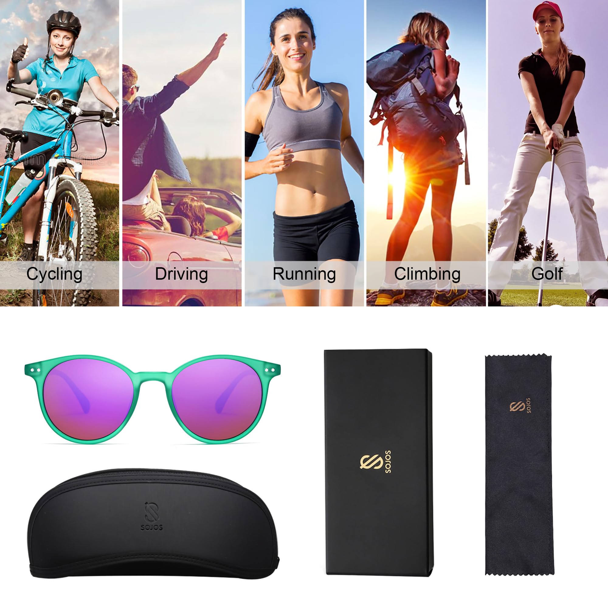 SOJOS TR90 Polarized Small Round Sunglasses for Women Men Vintage Style UV400 Lens SJTR2113 - Image 5