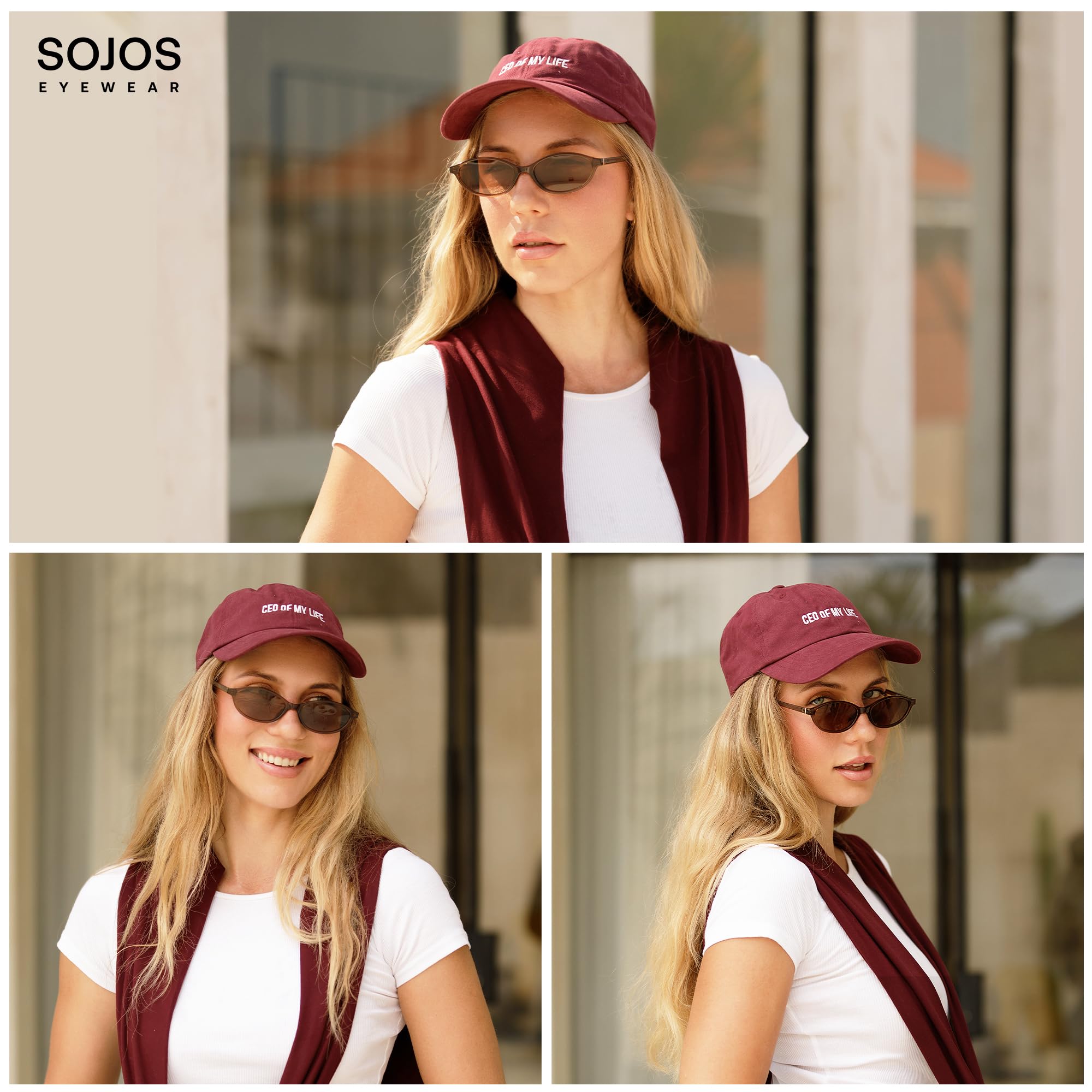 SOJOS TR90 Ultra Light Flexible Sunglasses for Women Retro Oval Polarized Cat Eye Vintage Shades UV400 Protection Comfort Fit - Image 3