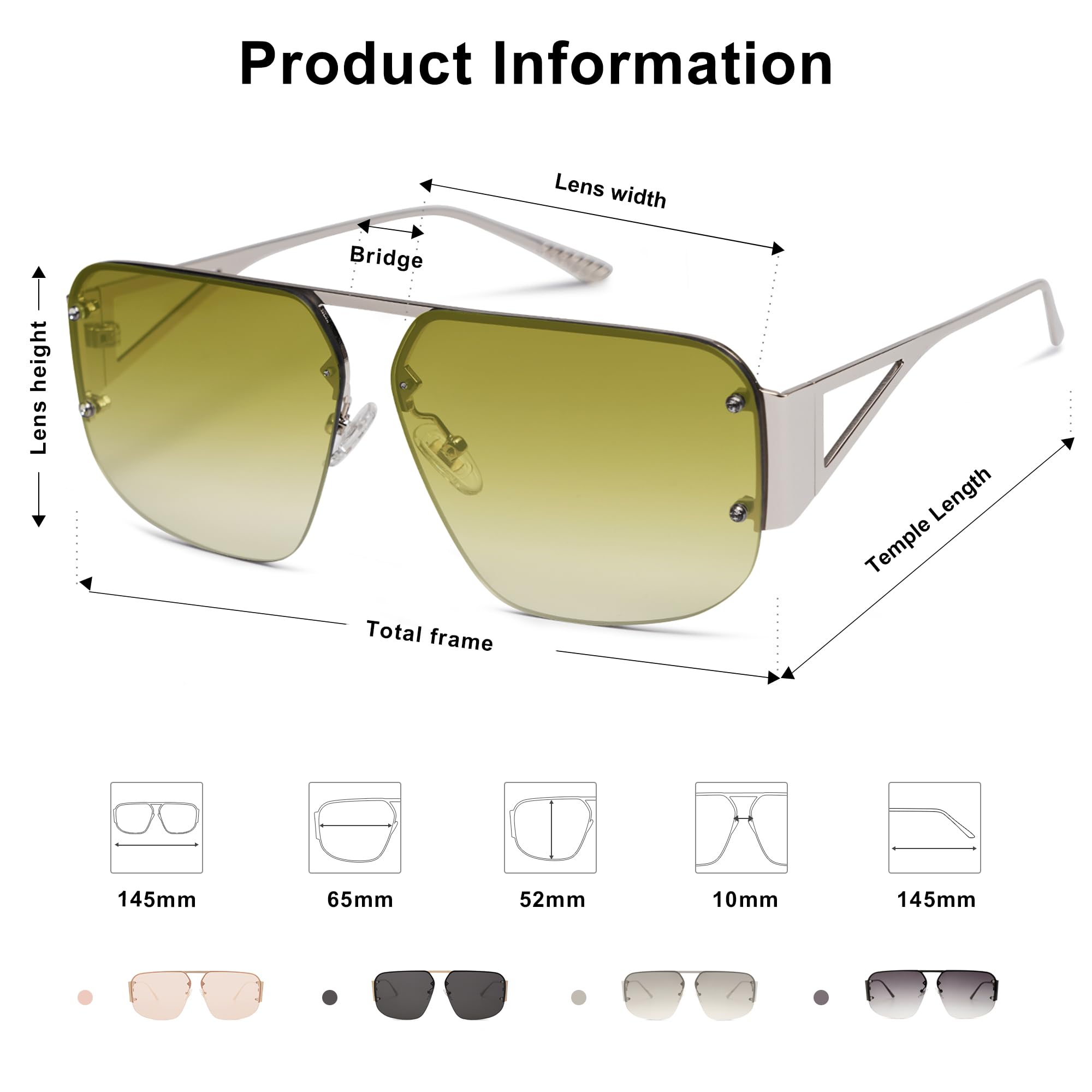 SOJOS Trendy Aviator Sunglasses Mens Womens Retro Metal Rimless Frame Shades Lentes De Sol Para Mujer SJ1192 - Image 5