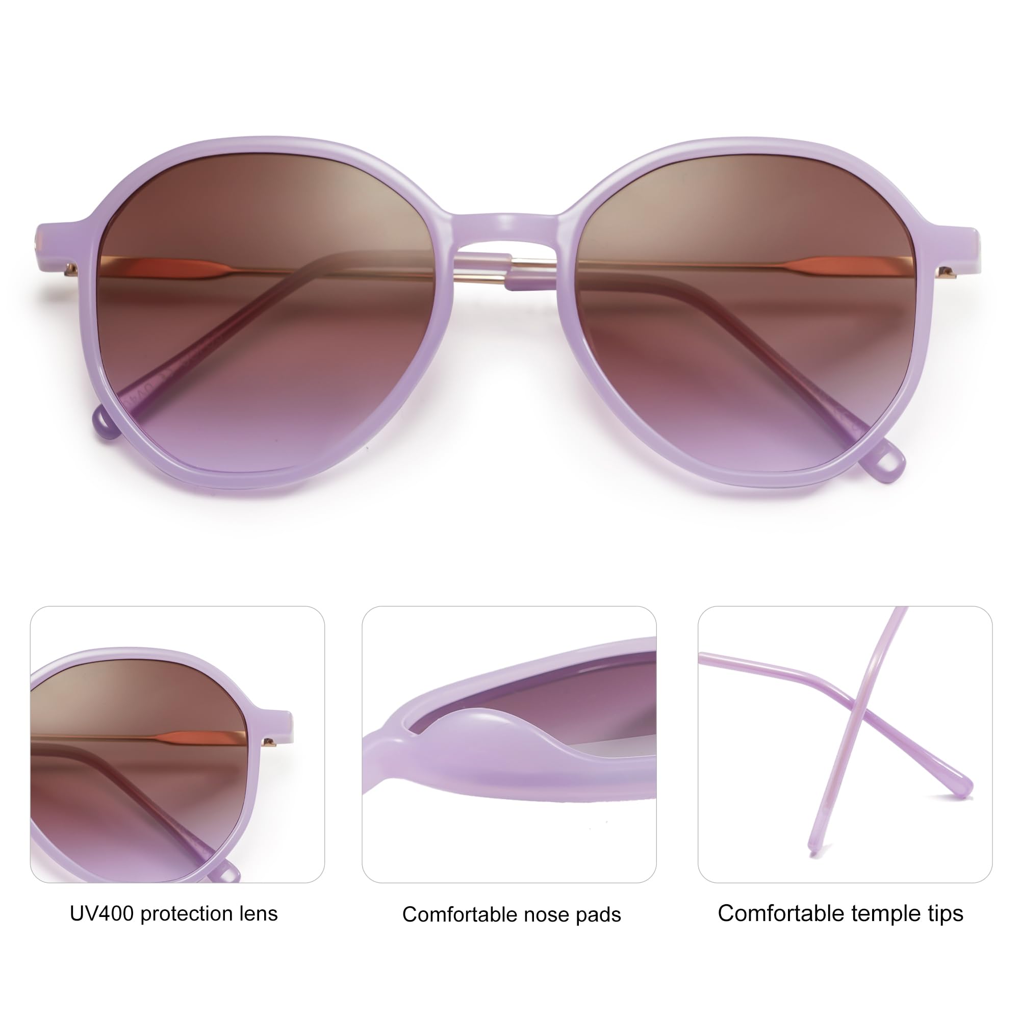 SOJOS Trendy Designer Hexagon Round Sunglasses for Women Fashion Big Shades Geometric Women Sunglasses SJ2181 - Image 5