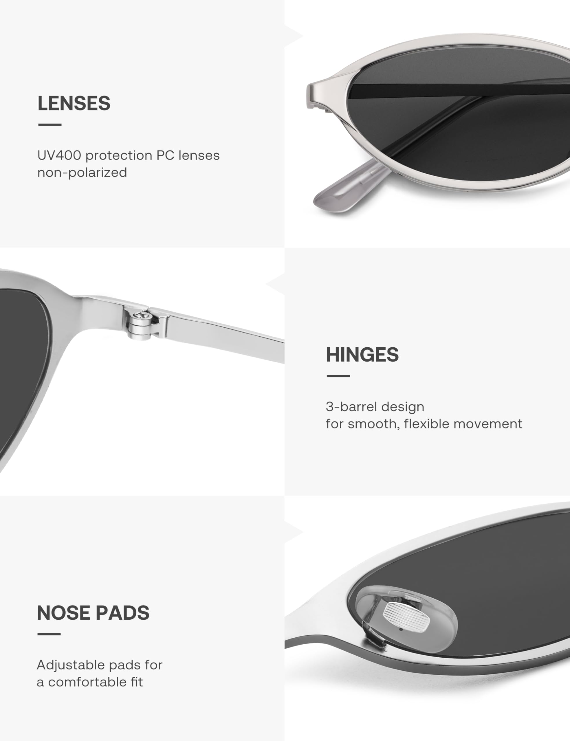 SOJOS Trendy Oval Cat Eye Sunglasses for Women, Chic 80s 90s Retro Small Narrow Sunnies SJ1287 - Image 4