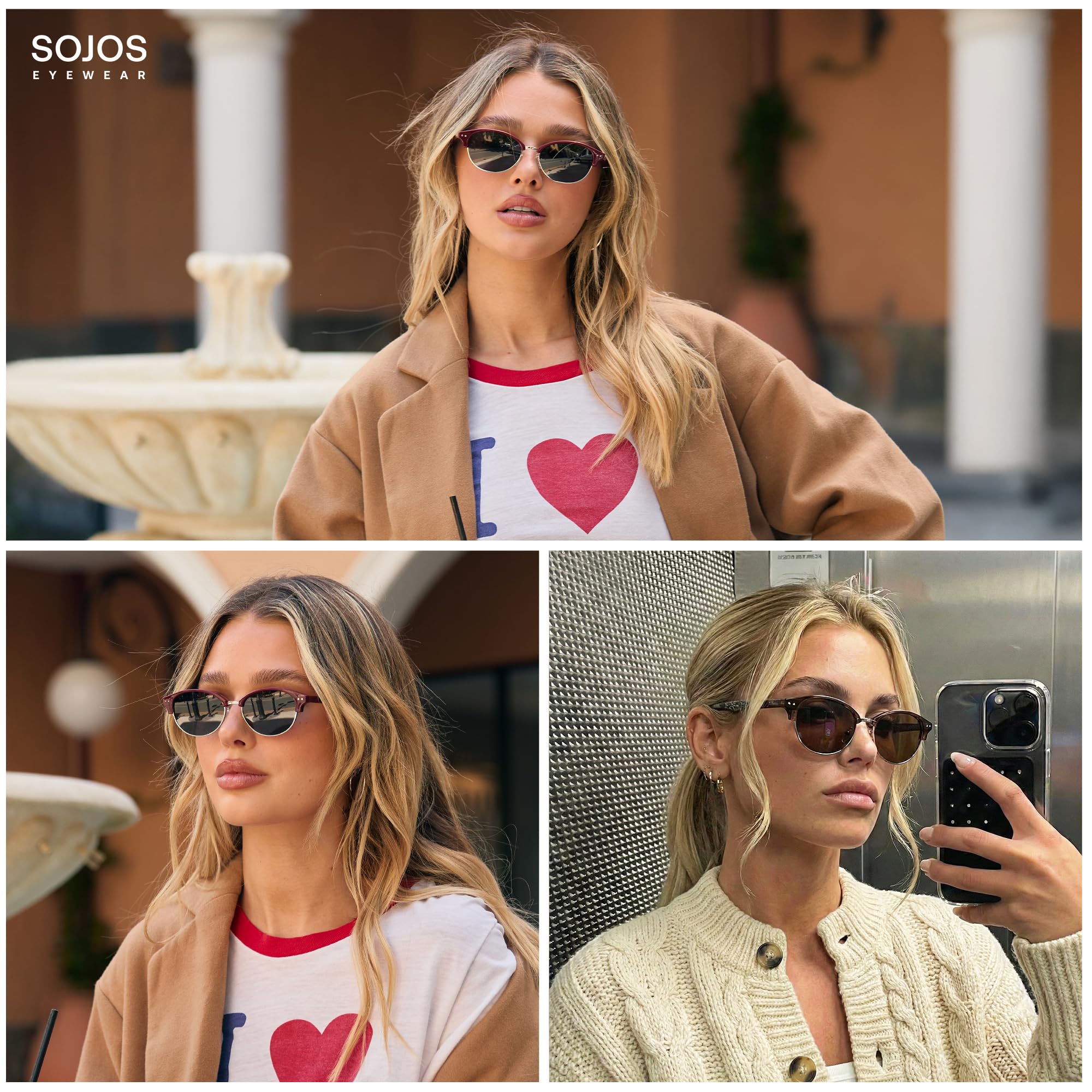 SOJOS Trendy Oval Polarized Sunglasses for Women Retro Cute Shades Sunnies SJ2687 - Image 3