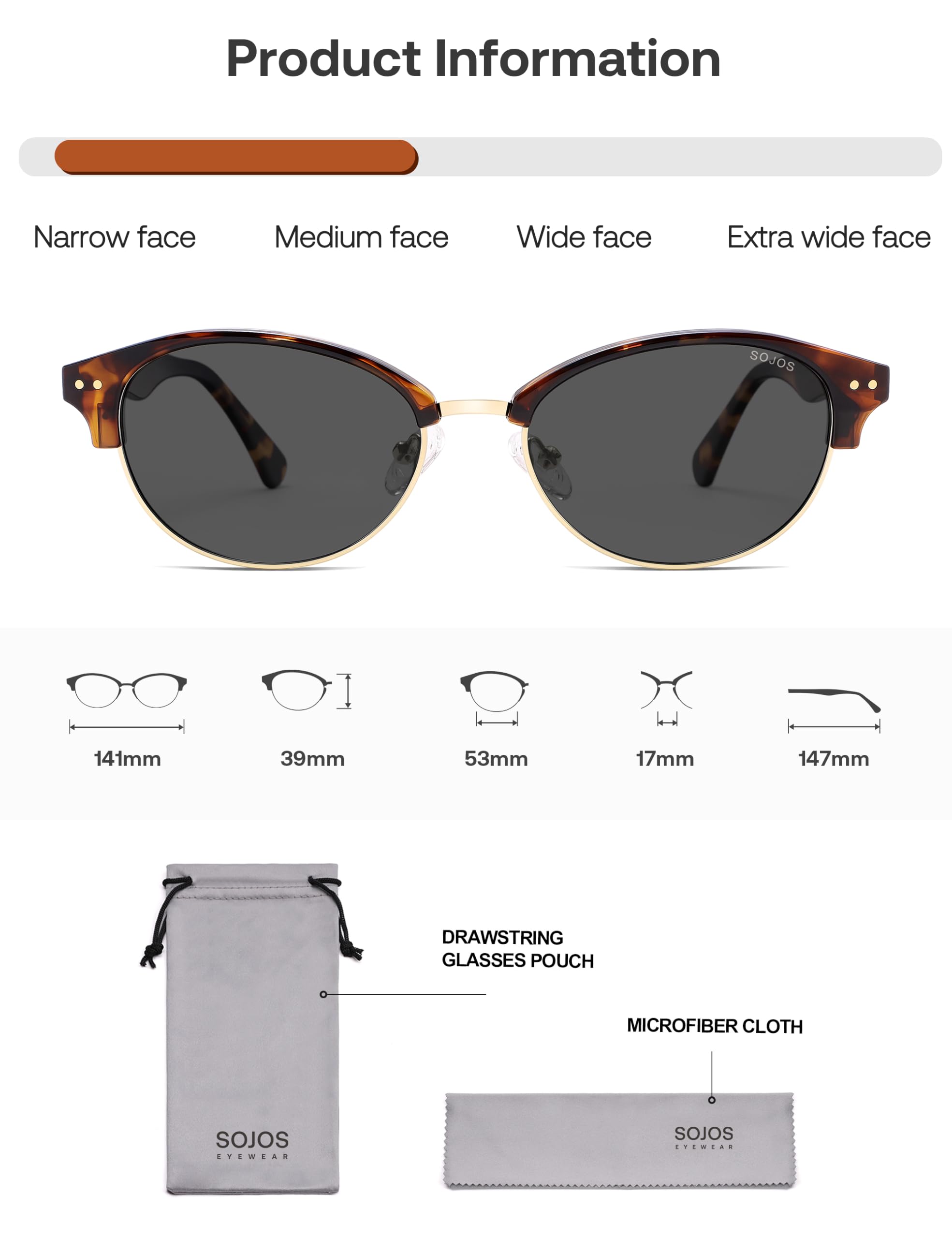 SOJOS Trendy Oval Polarized Sunglasses for Women Retro Cute Shades Sunnies SJ2687 - Image 5