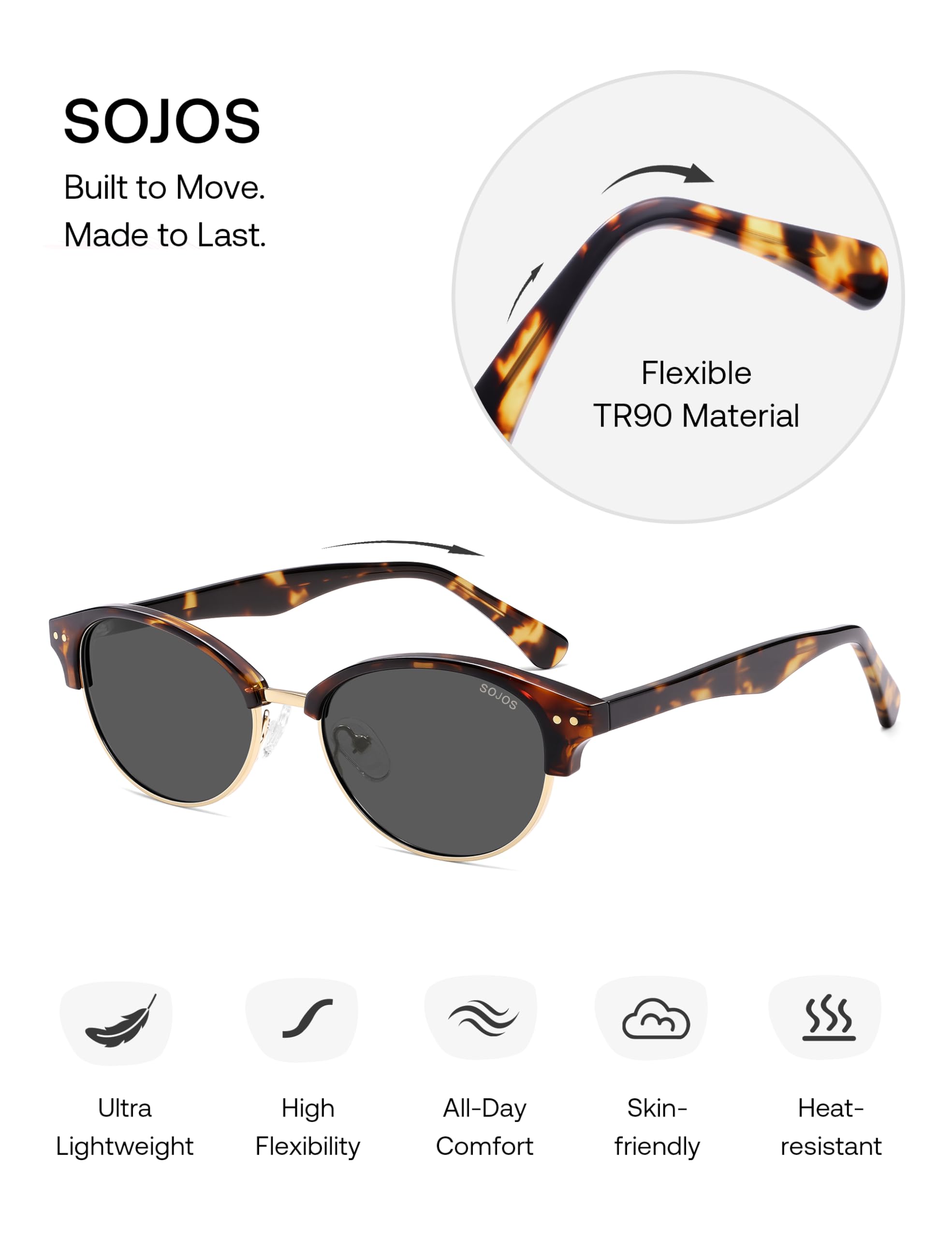 SOJOS Trendy Oval Polarized Sunglasses for Women Retro Cute Shades Sunnies SJ2687 - Image 6