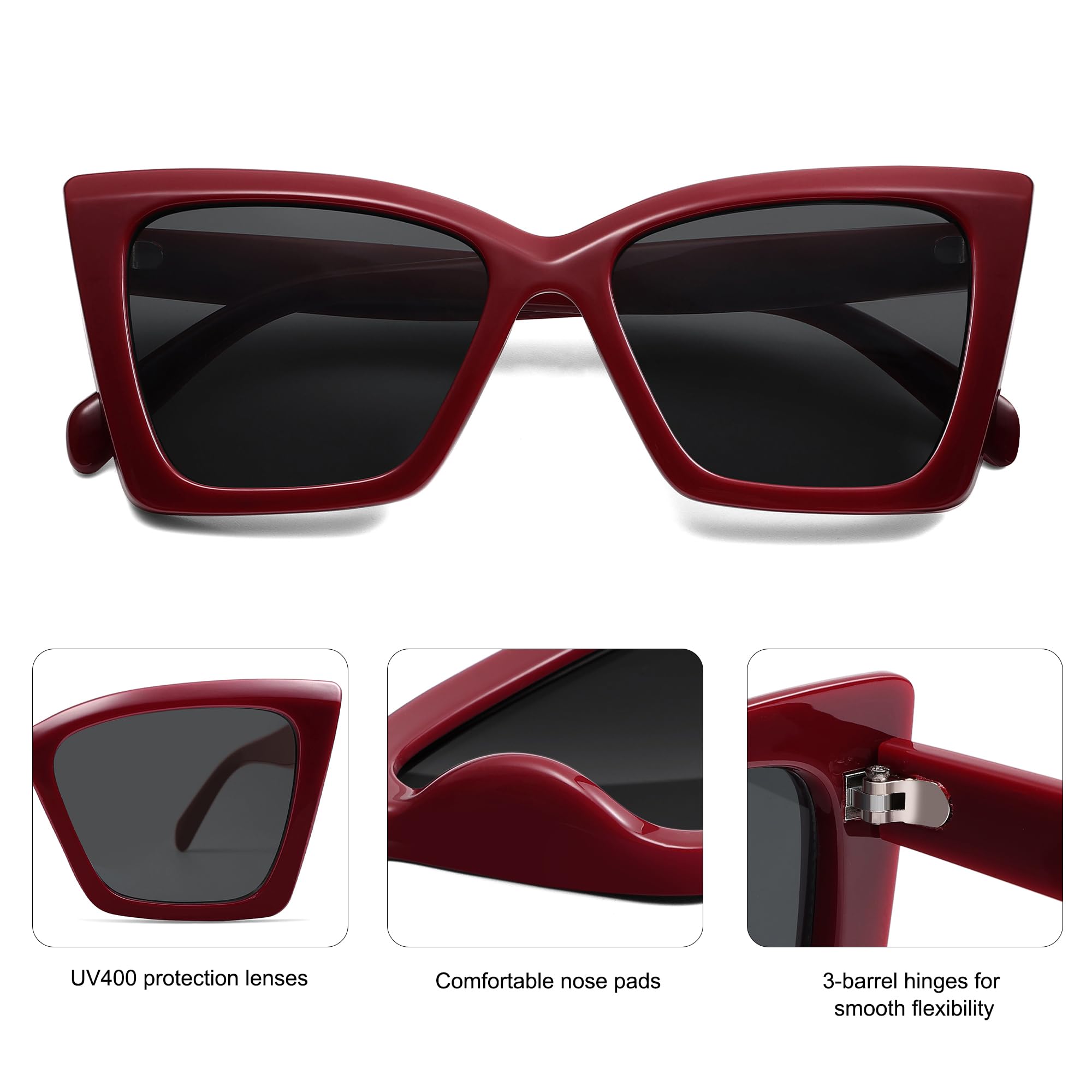 SOJOS Trendy Oversized Cateye Sunglasses Womens UV400 Large Designer Shades Lentes De Sol Para Mujer SJ2347 - Image 3