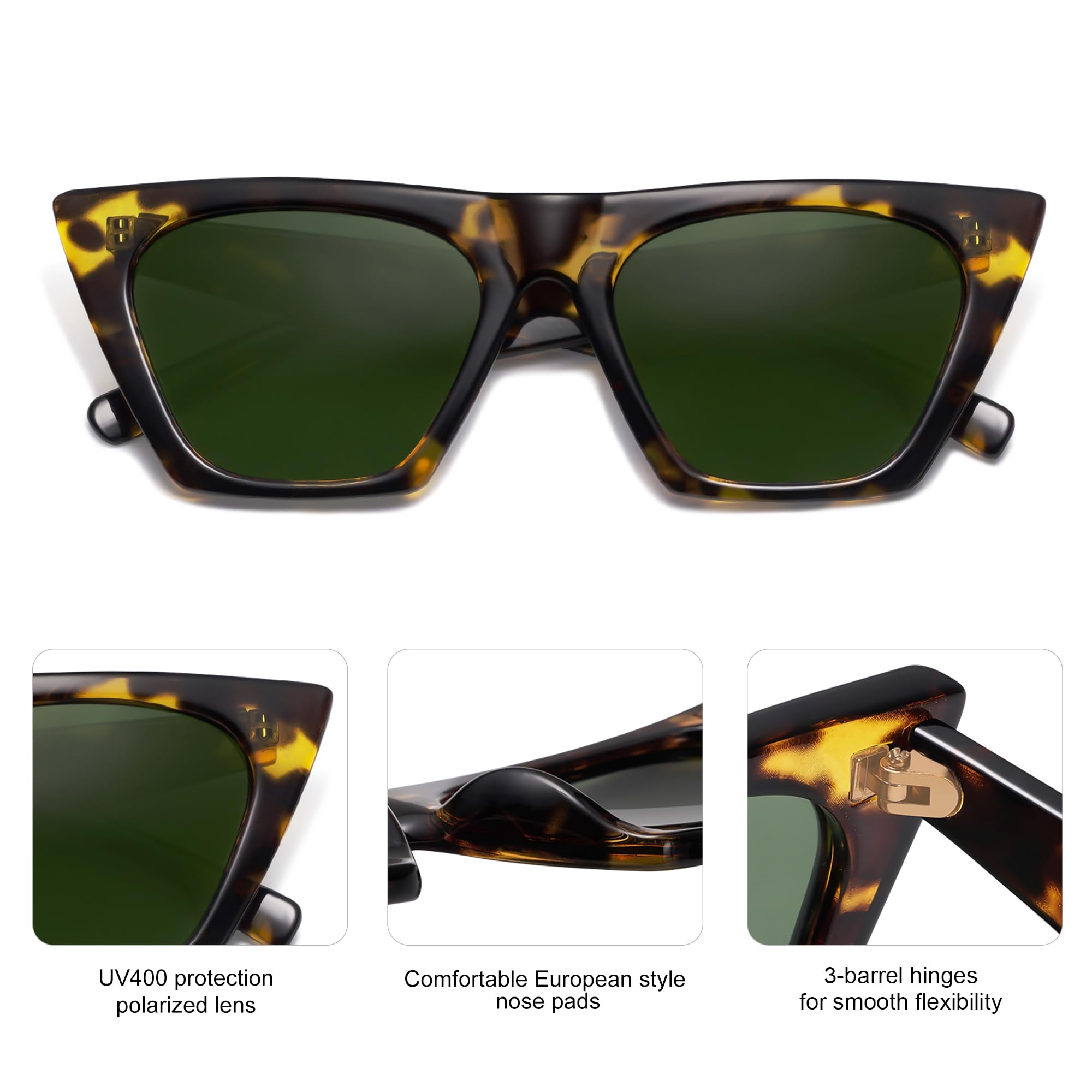 SOJOS Trendy Oversized Square Cateye Polarized Sunglasses Womens Big Frame Shades SJ2115 - Image 4