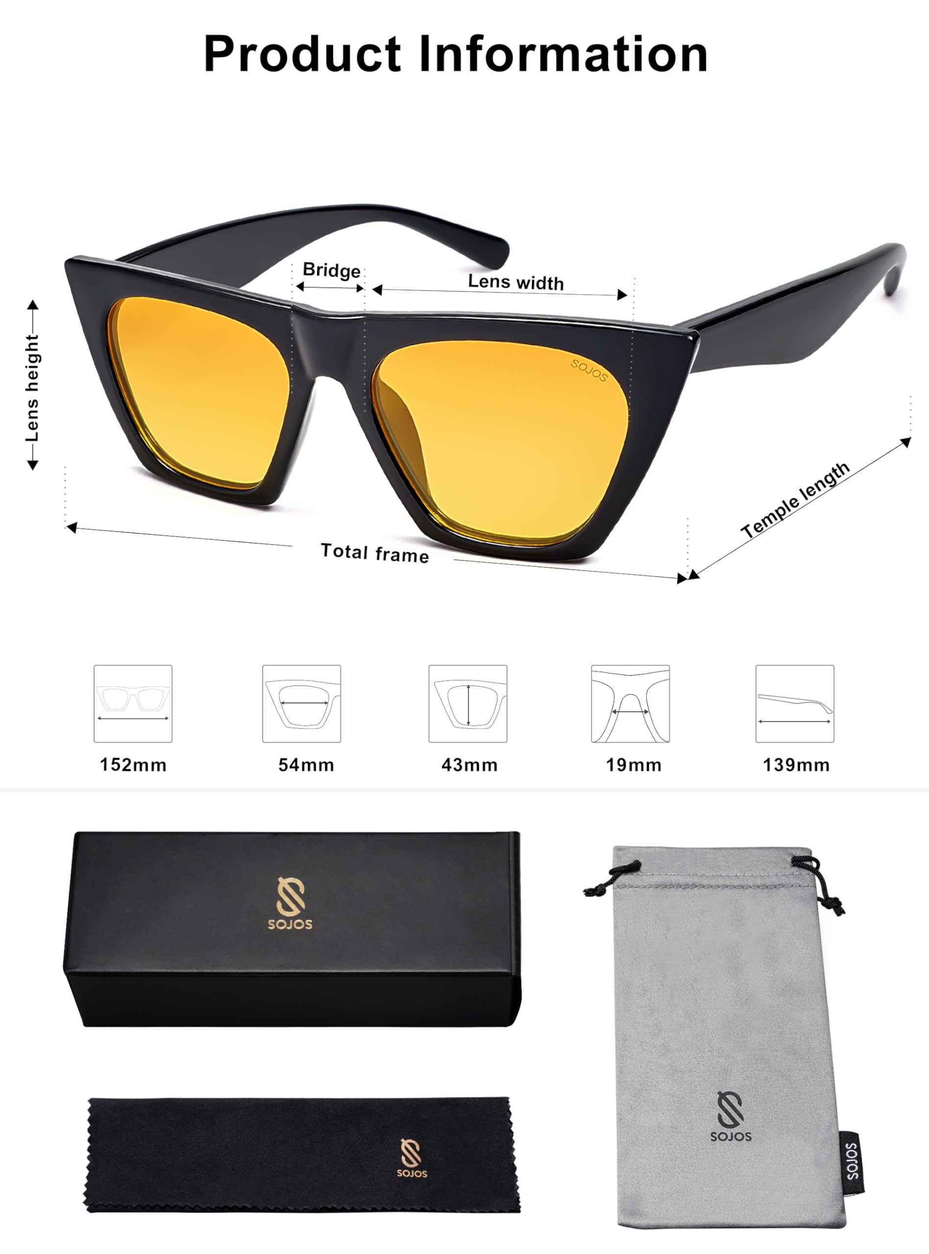 SOJOS Trendy Oversized Square Cateye Polarized Sunglasses Womens Big Frame Shades SJ2115 - Image 5