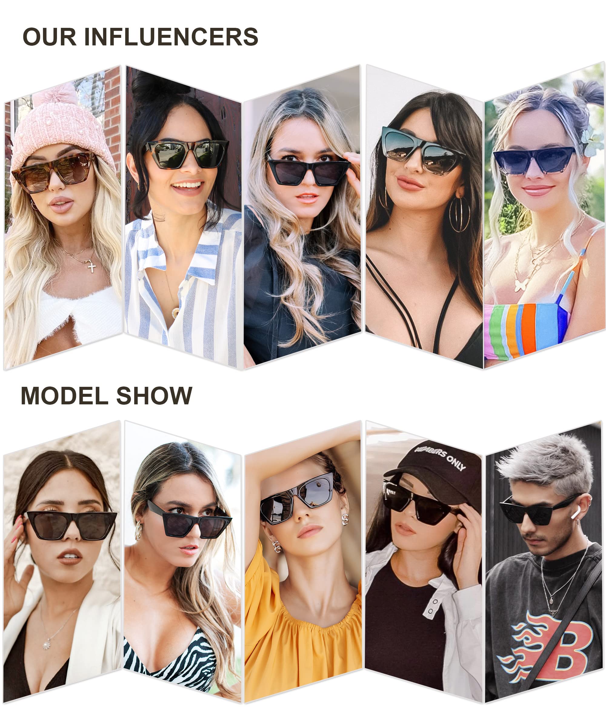 SOJOS Trendy Oversized Square Cateye Polarized Sunglasses Womens Big Frame Shades SJ2115 - Image 3