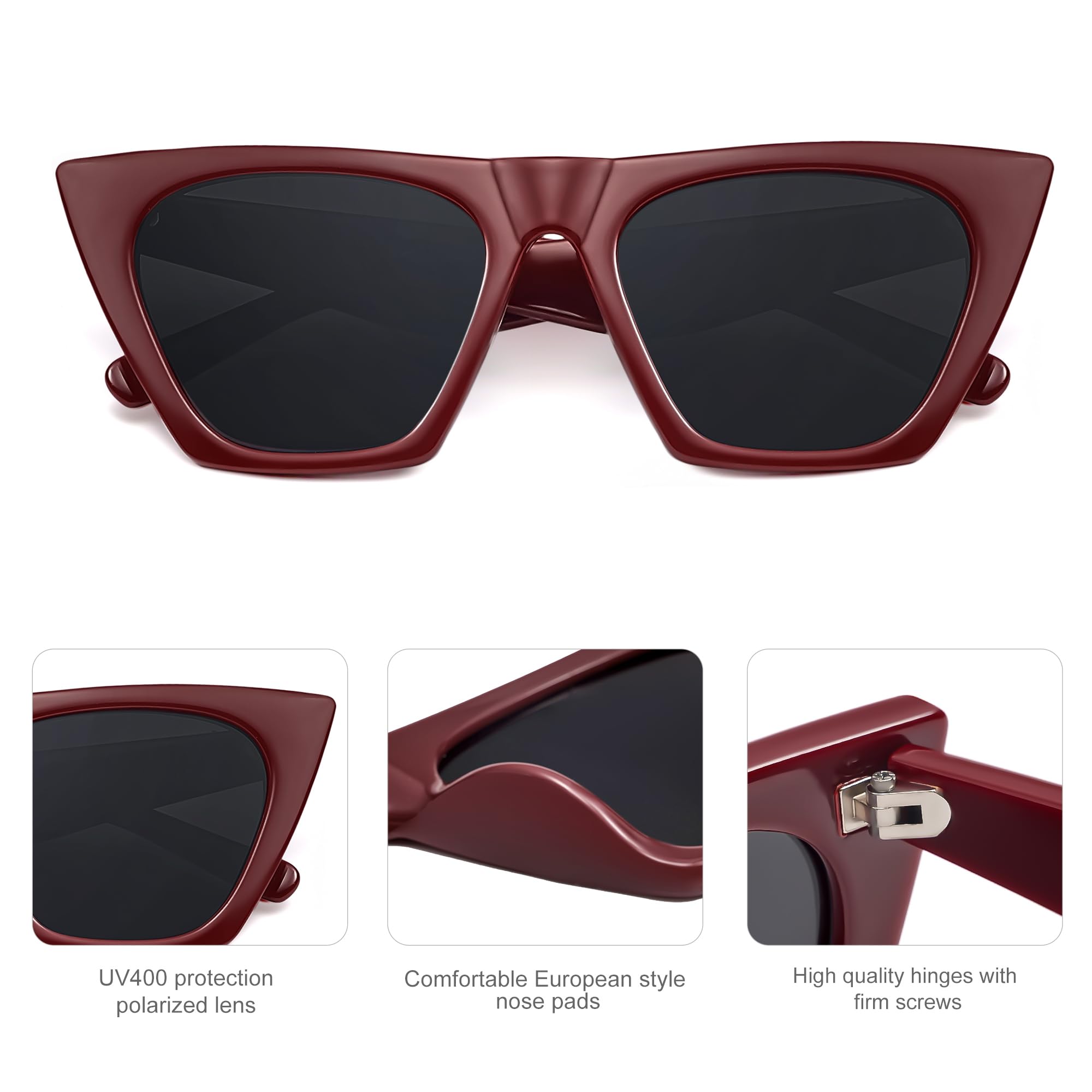 SOJOS Trendy Oversized Square Cateye Polarized Sunglasses Womens Big Frame Shades SJ2115 - Image 4
