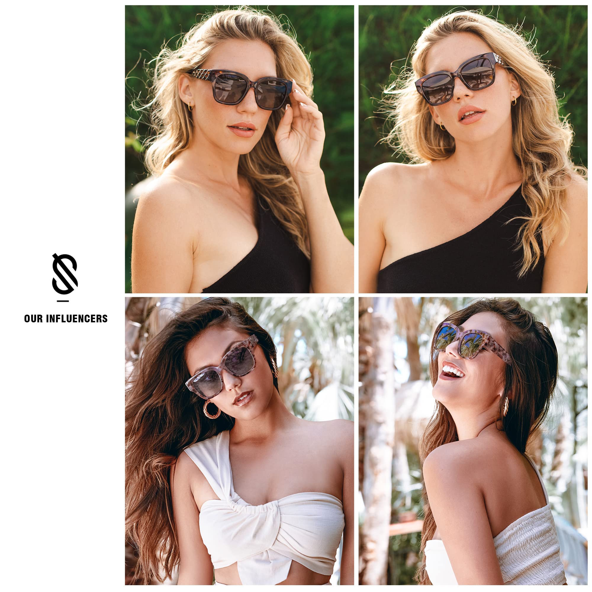 SOJOS Trendy Polarized Square Sunglasses Womens,Retro Oversized Women Thick Sun Glasses SJ2217 - Image 3