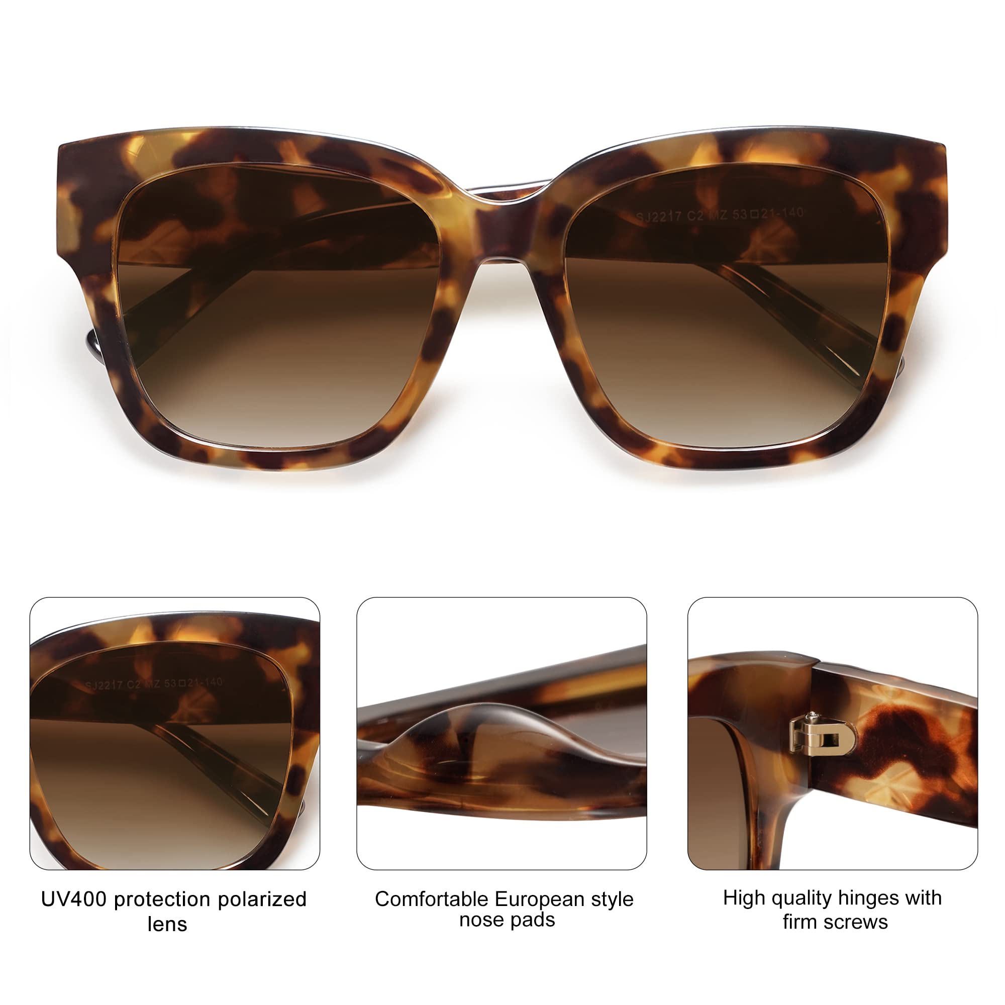 SOJOS Trendy Polarized Square Sunglasses Womens,Retro Oversized Women Thick Sun Glasses SJ2217 - Image 4