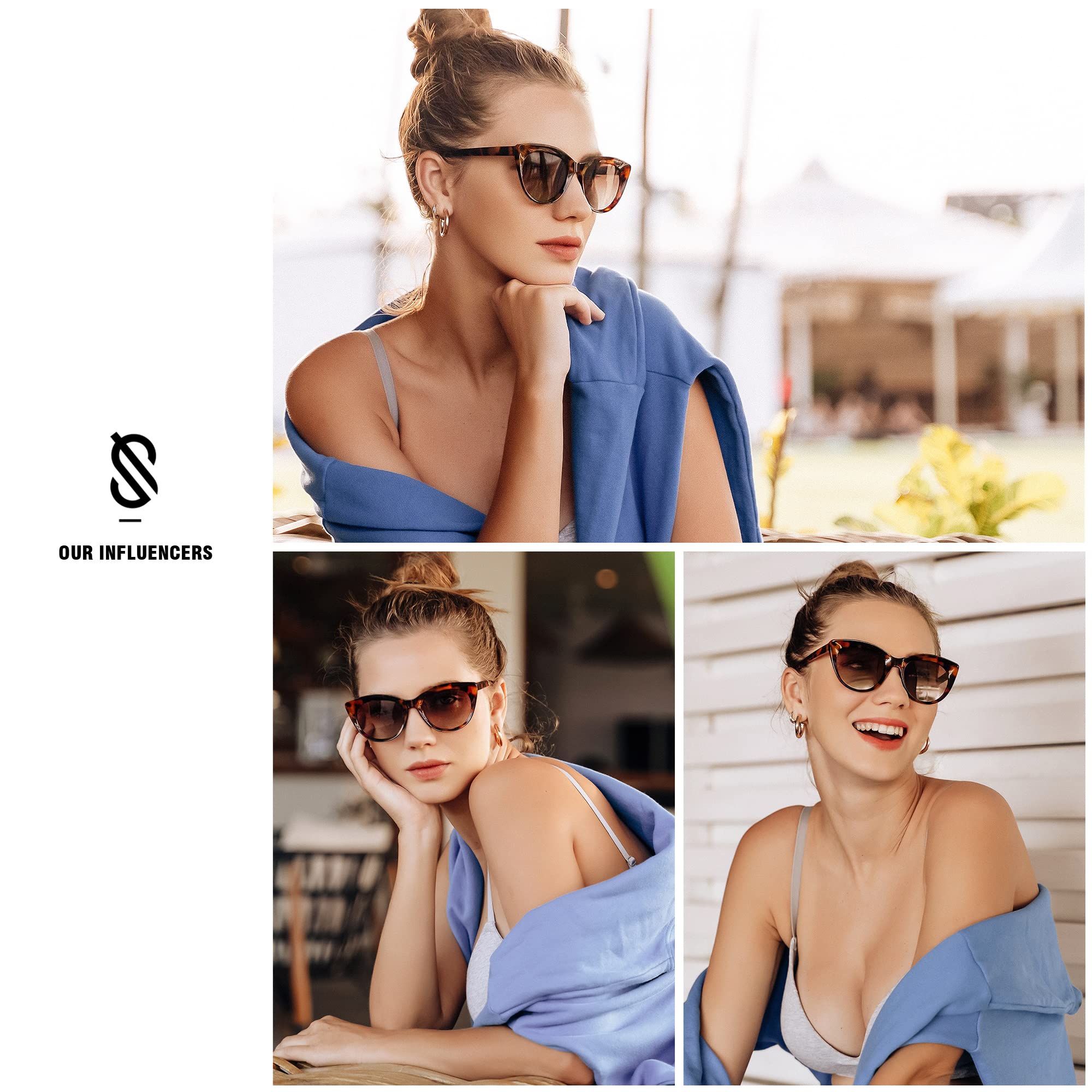 SOJOS Trendy Polarized Sunglasses for Women,Retro Cat Eye Womens Sun Glasses SJ2221 - Image 3
