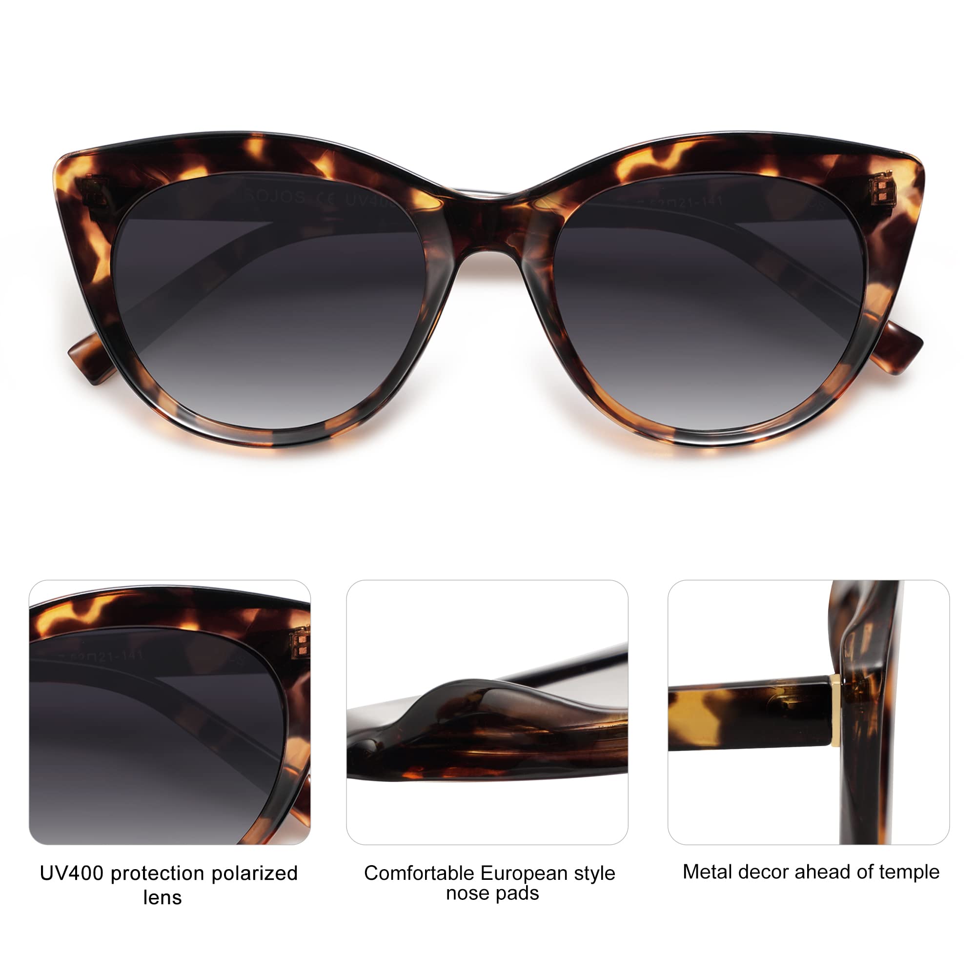 SOJOS Trendy Polarized Sunglasses for Women,Retro Cat Eye Womens Sun Glasses SJ2221 - Image 4