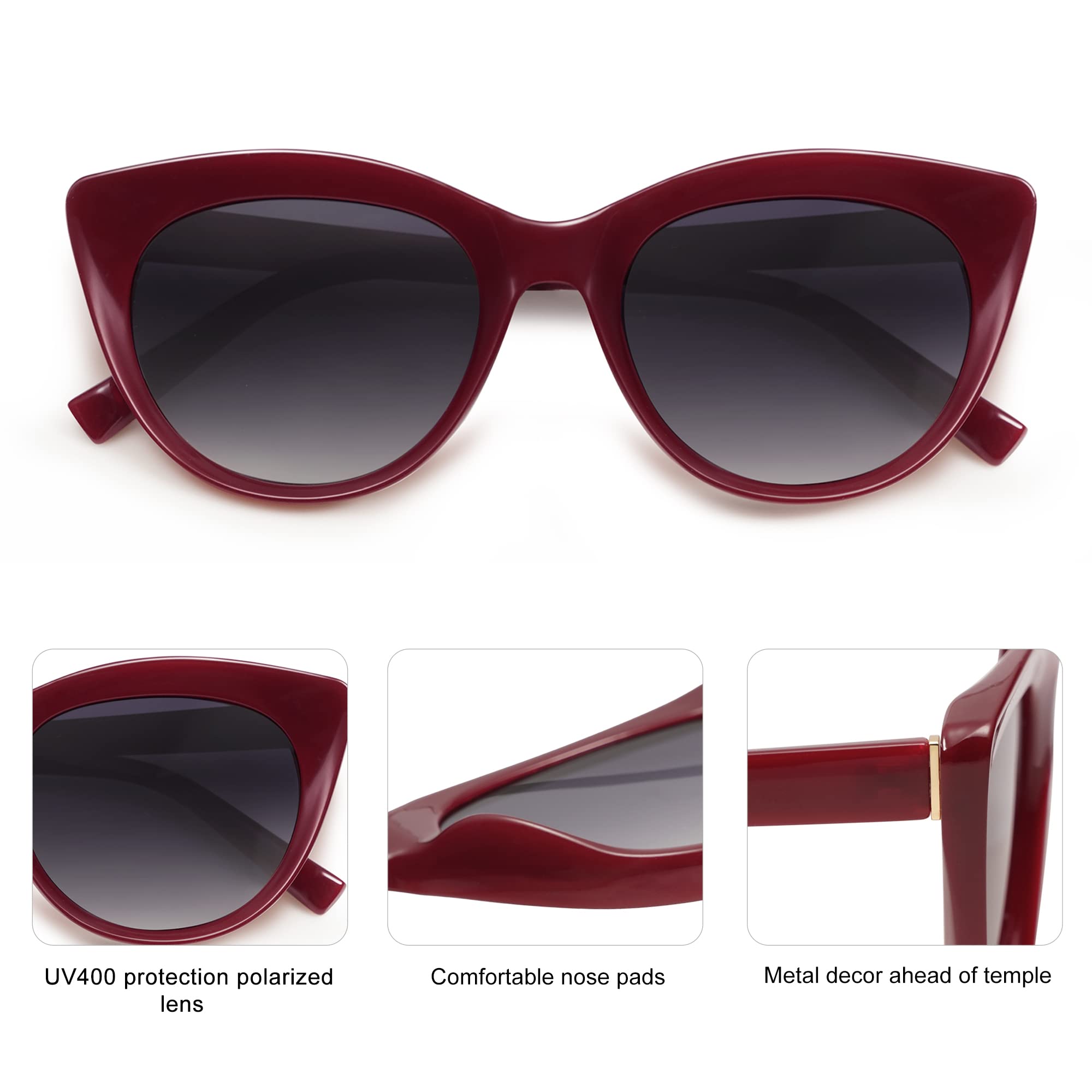 SOJOS Trendy Polarized Sunglasses for Women,Retro Cat Eye Womens Sun Glasses SJ2221 - Image 4