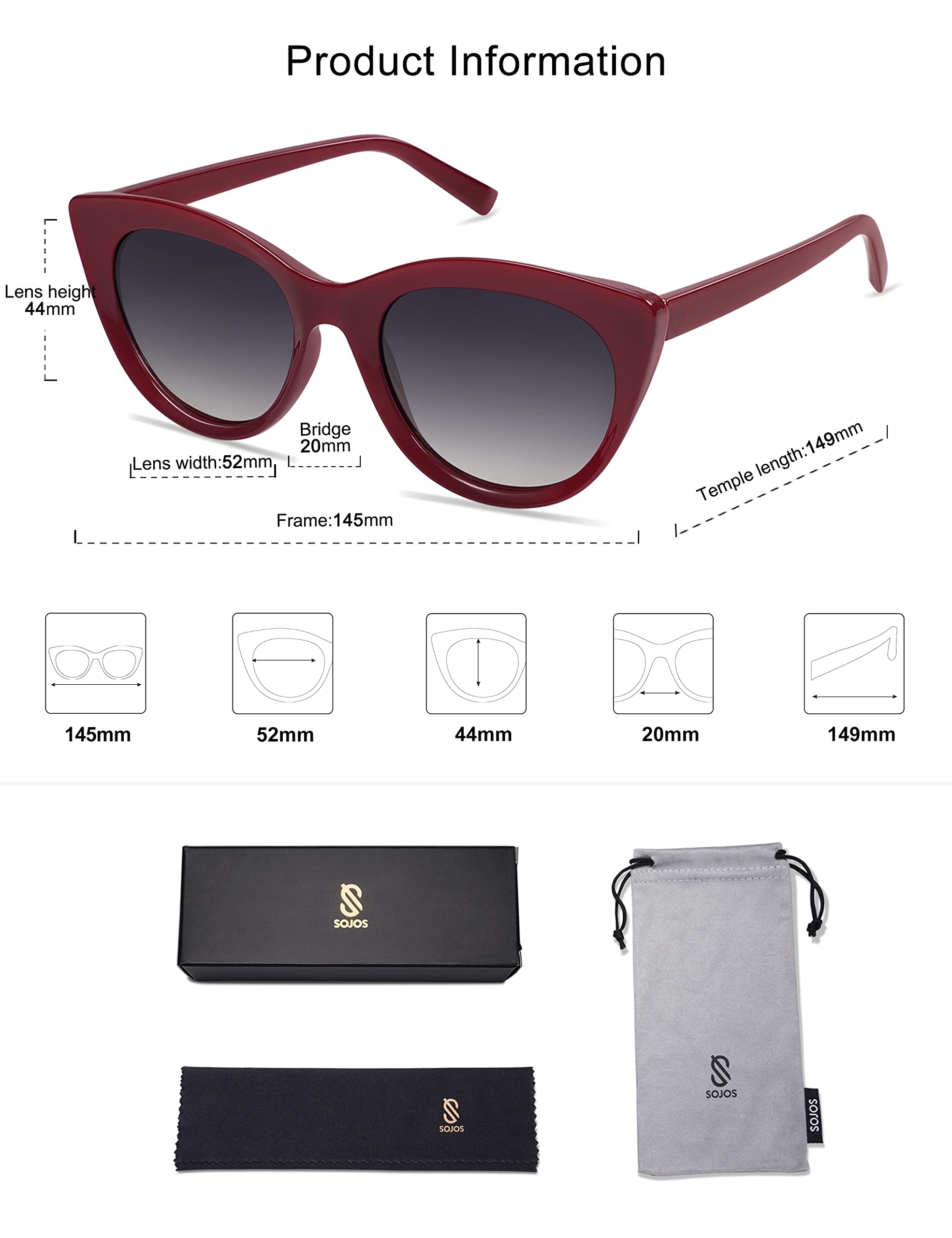 SOJOS Trendy Polarized Sunglasses for Women,Retro Cat Eye Womens Sun Glasses SJ2221 - Image 5