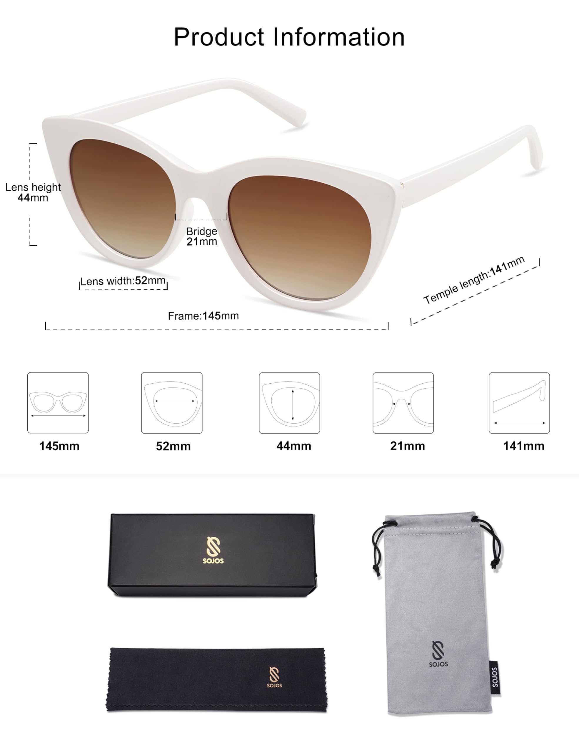 SOJOS Trendy Polarized Sunglasses for Women,Retro Cat Eye Womens Sun Glasses SJ2221 - Image 5