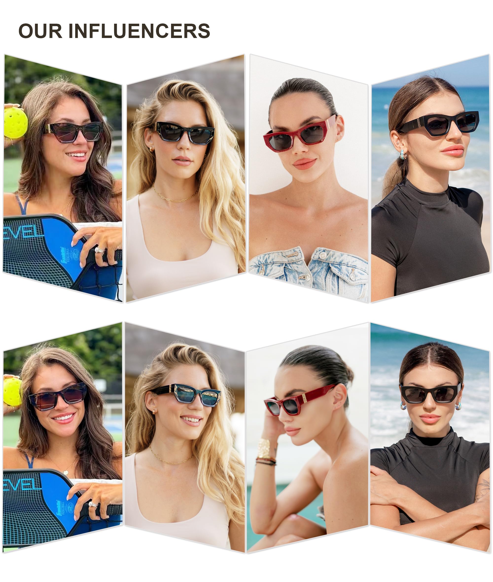 SOJOS Trendy Rectangle Cateye Sunglasses Womens Mens UV400 Fashion Chic Chunky Shades SJ2296 - Image 3