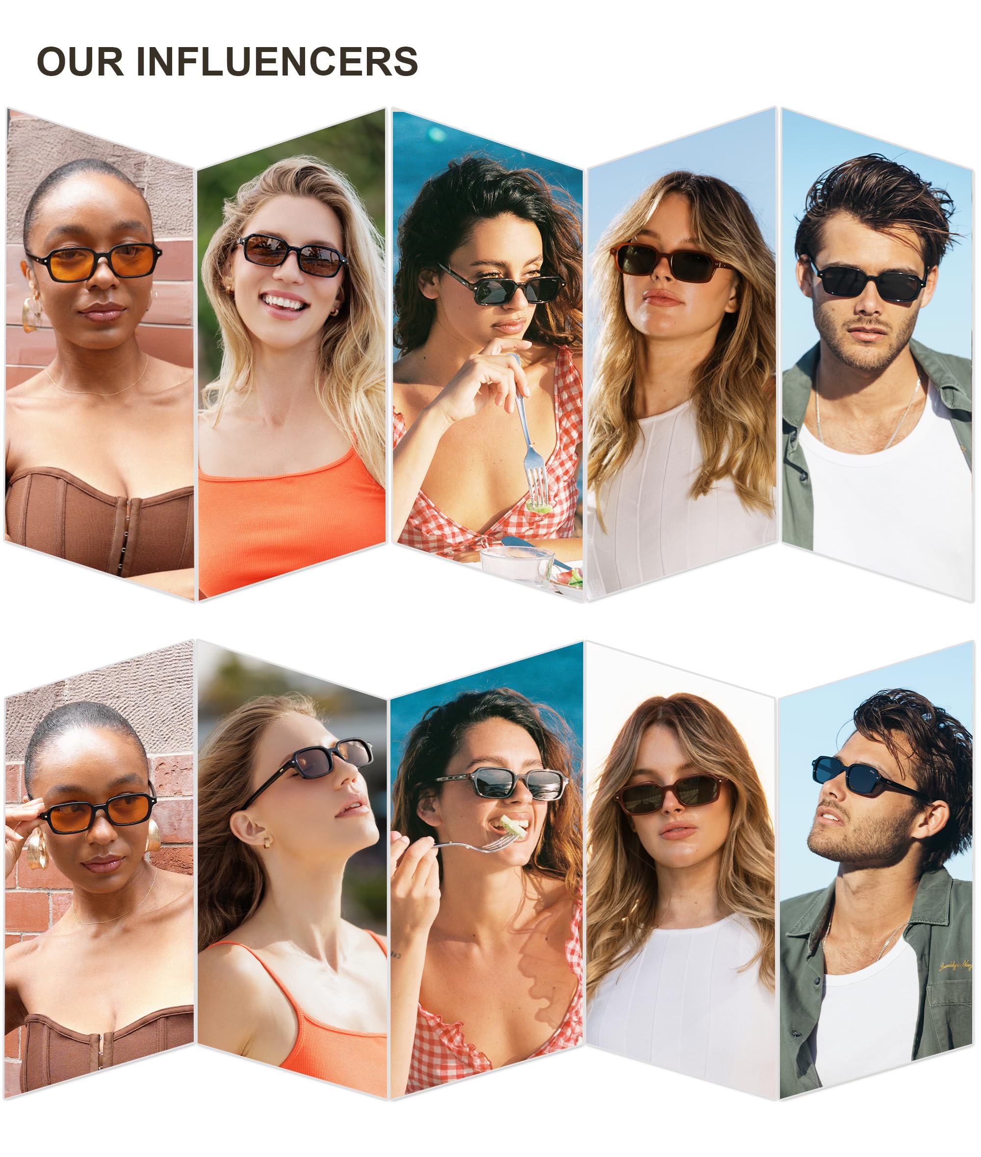 SOJOS Trendy Rectangle Polarized Sunglasses Womens Mens, Small Retro Fashion Thin Slim Square Sunnies SJ2610 - Image 3