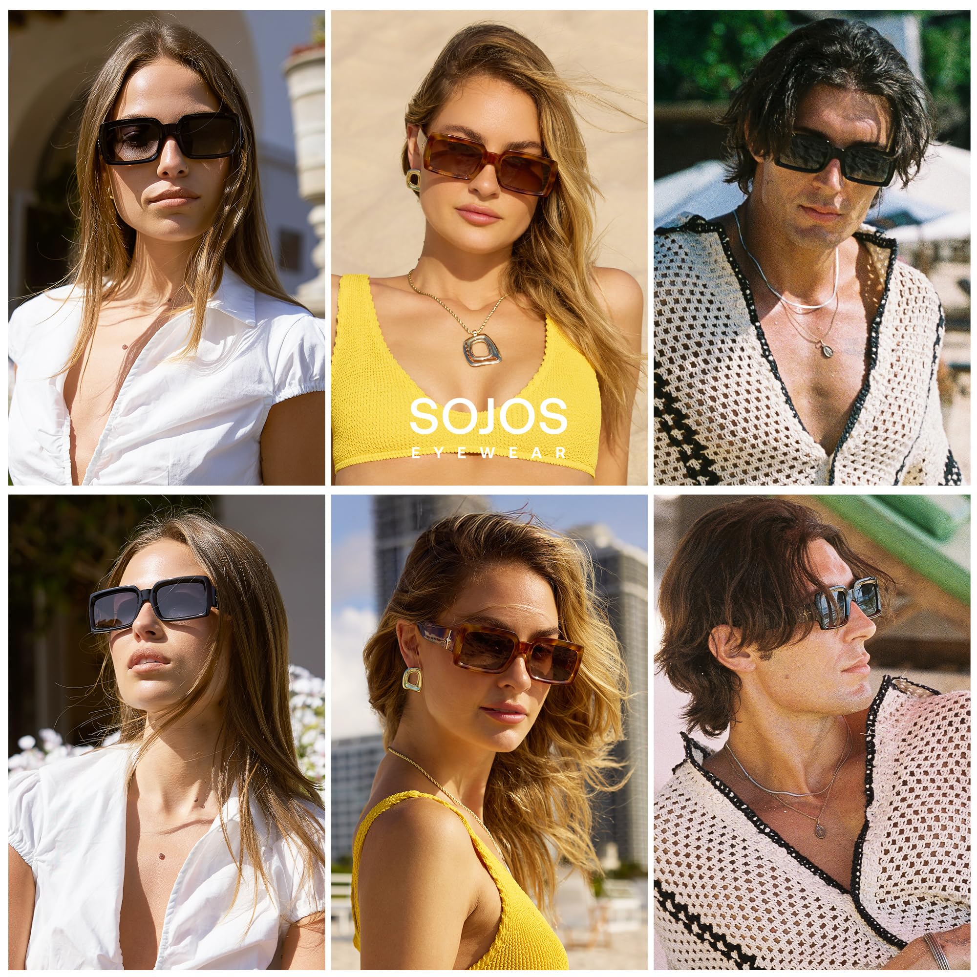 SOJOS Trendy Retro Rectangle Polarized Sunglasses Men 90s Vintage Square Womens Sunnies Shades SJ2388 - Image 3