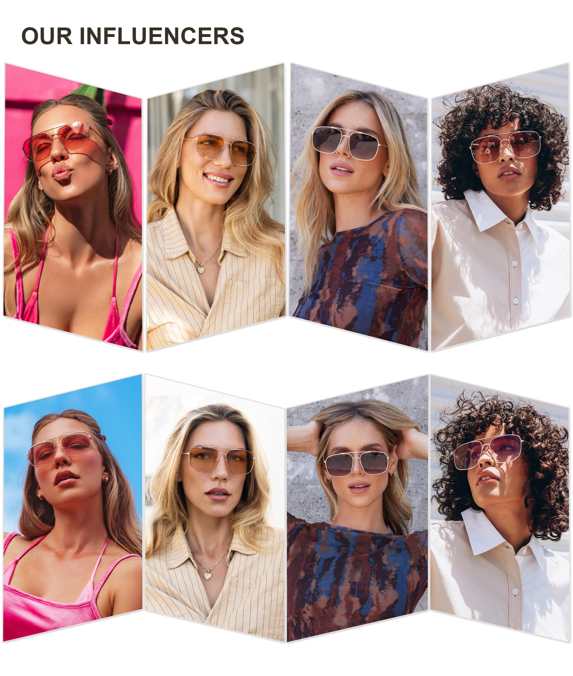 SOJOS Trendy Square Aviator Sunglasses for Women Men, Gold Frame Light Tint Gradient Shades SJ1176 - Image 3