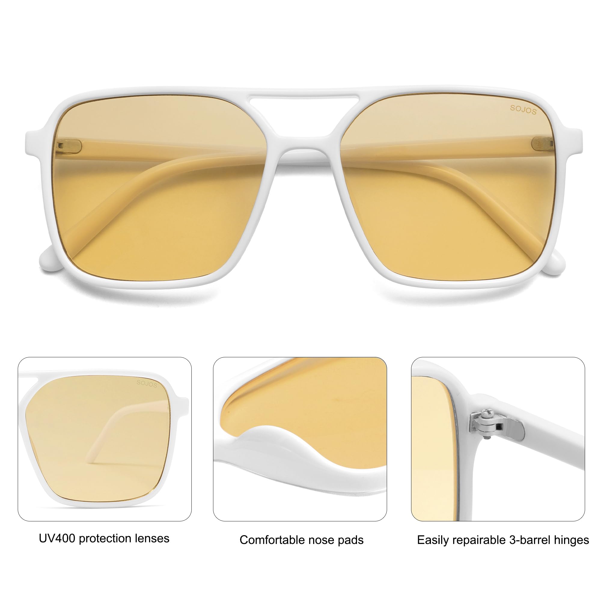 SOJOS Trendy Vintage Aviator Square Sunglasses For Womens Mens Retro 70s UV400 Women Sun Glasses SJ2327 - Image 4