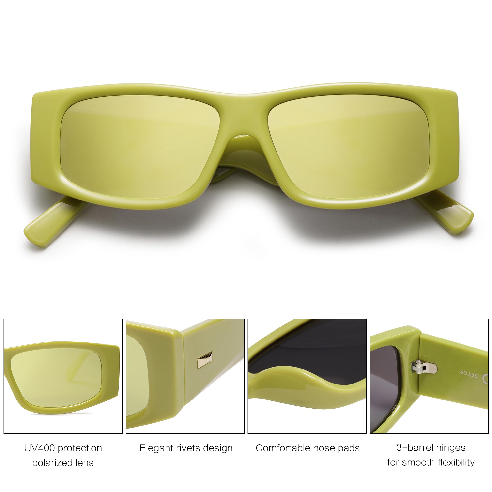 SOJOS Trendy Y2K Rectangle Polarized Sunglasses for Women Men Fashion Designer Rave Sunglasses SJ2228 - Image 4