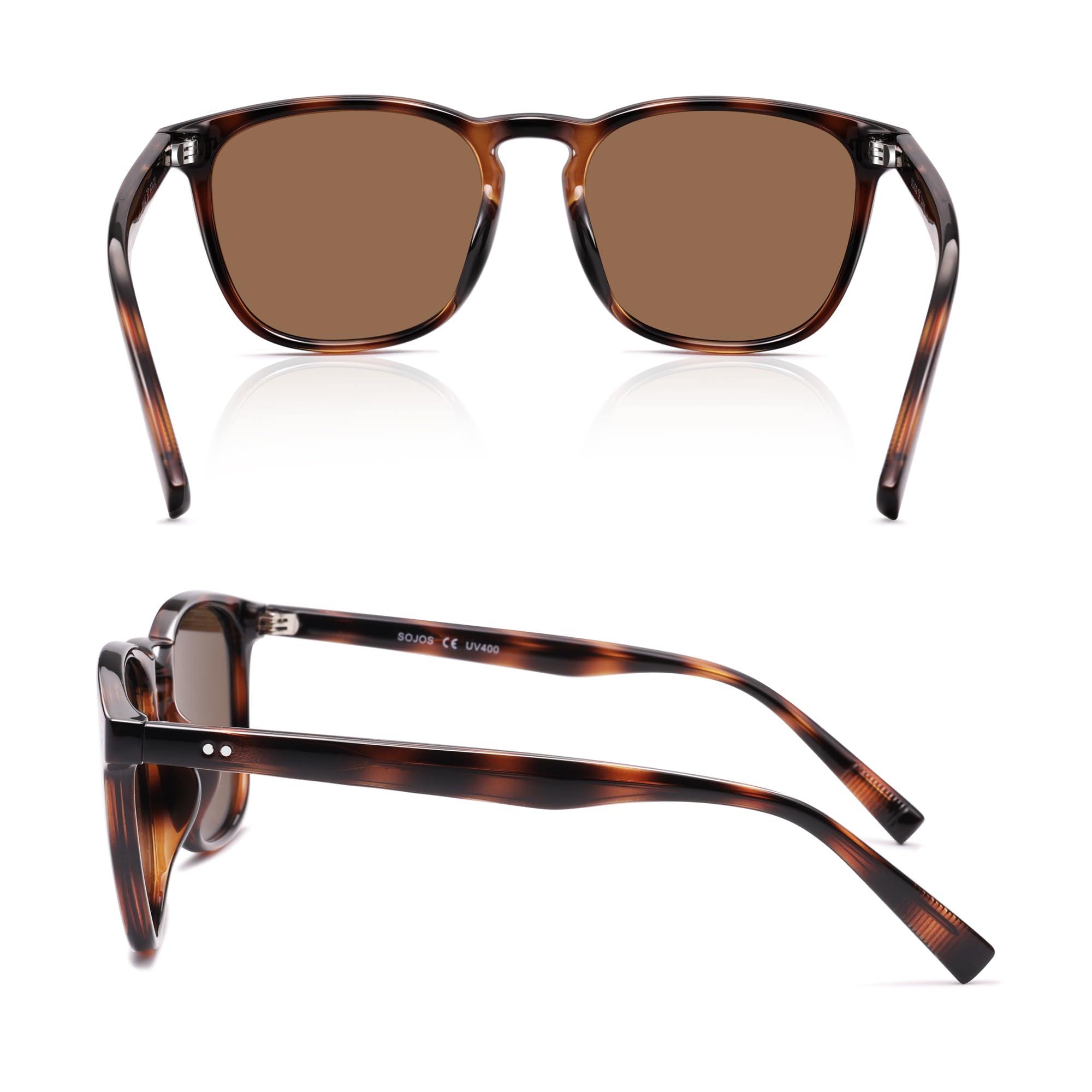 SOJOS Unisex Rounded Square Polarized Sunglasses TR90 Frame UV400 Protection Lightweight Retro for Women & Men - Image 5