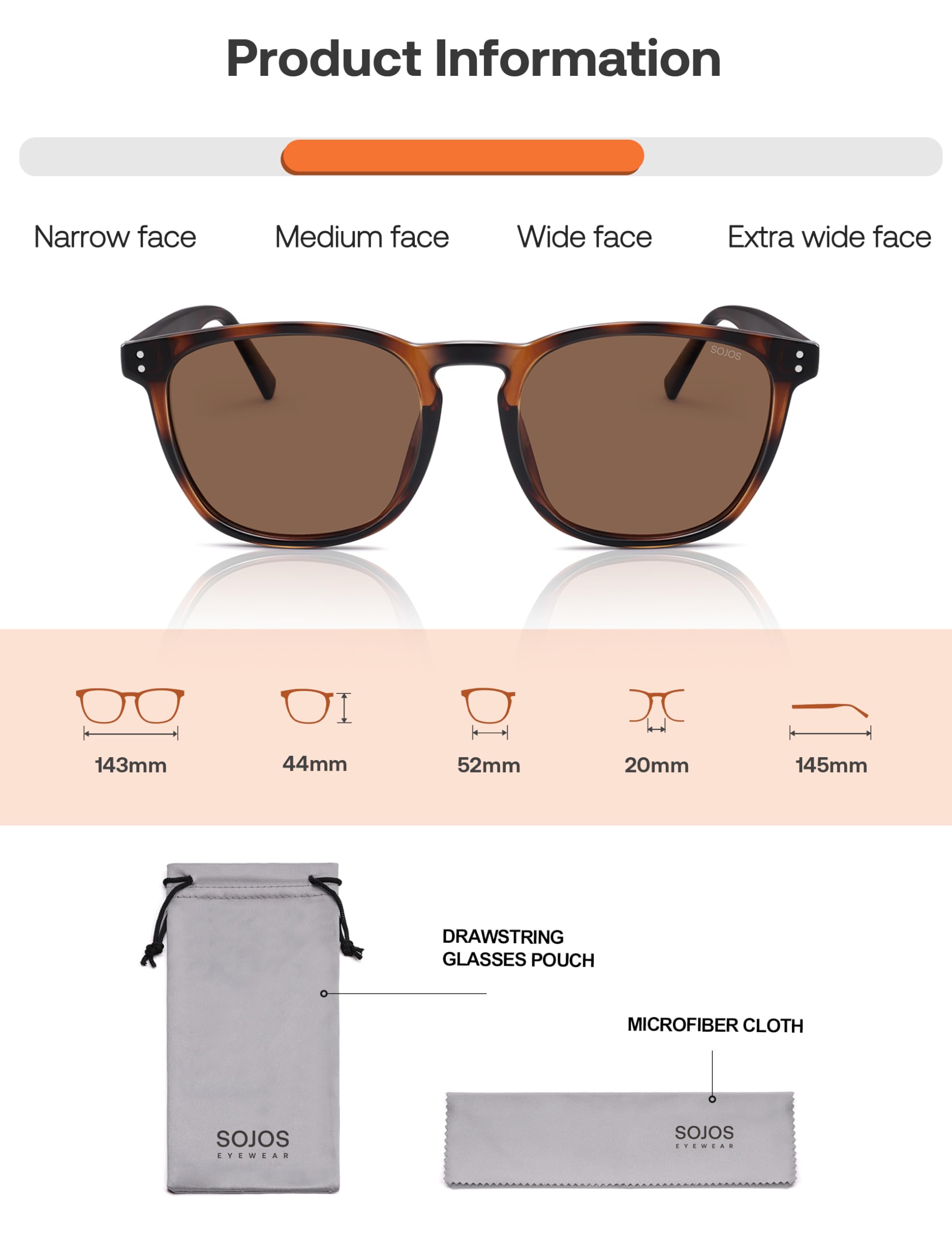 SOJOS Unisex Rounded Square Polarized Sunglasses TR90 Frame UV400 Protection Lightweight Retro for Women & Men - Image 7